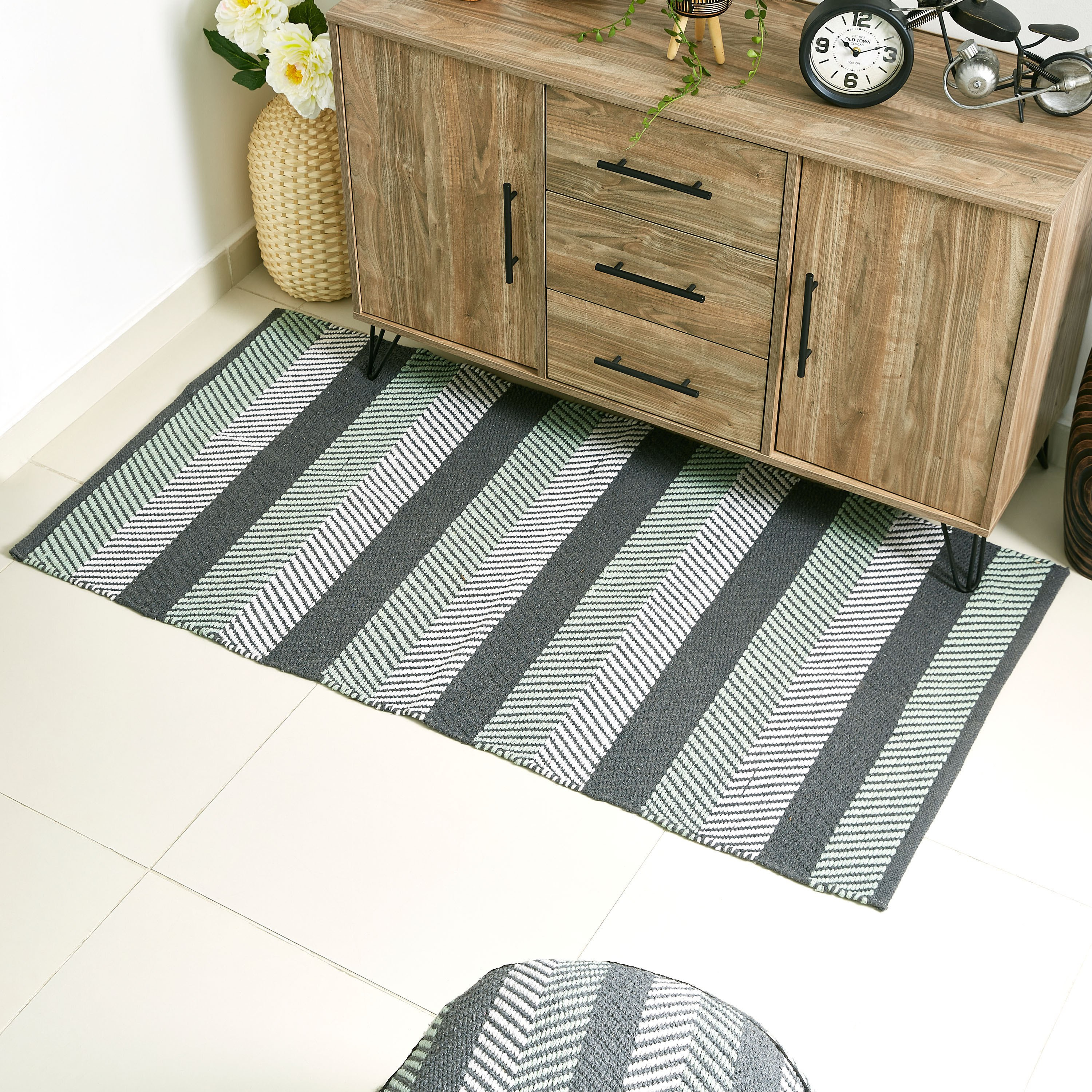 Eliza Adler Cotton Jacquard Dhurrie - 80x150 cm-hbxdecorandfurnishings-floorcoverings-rugs-image-1