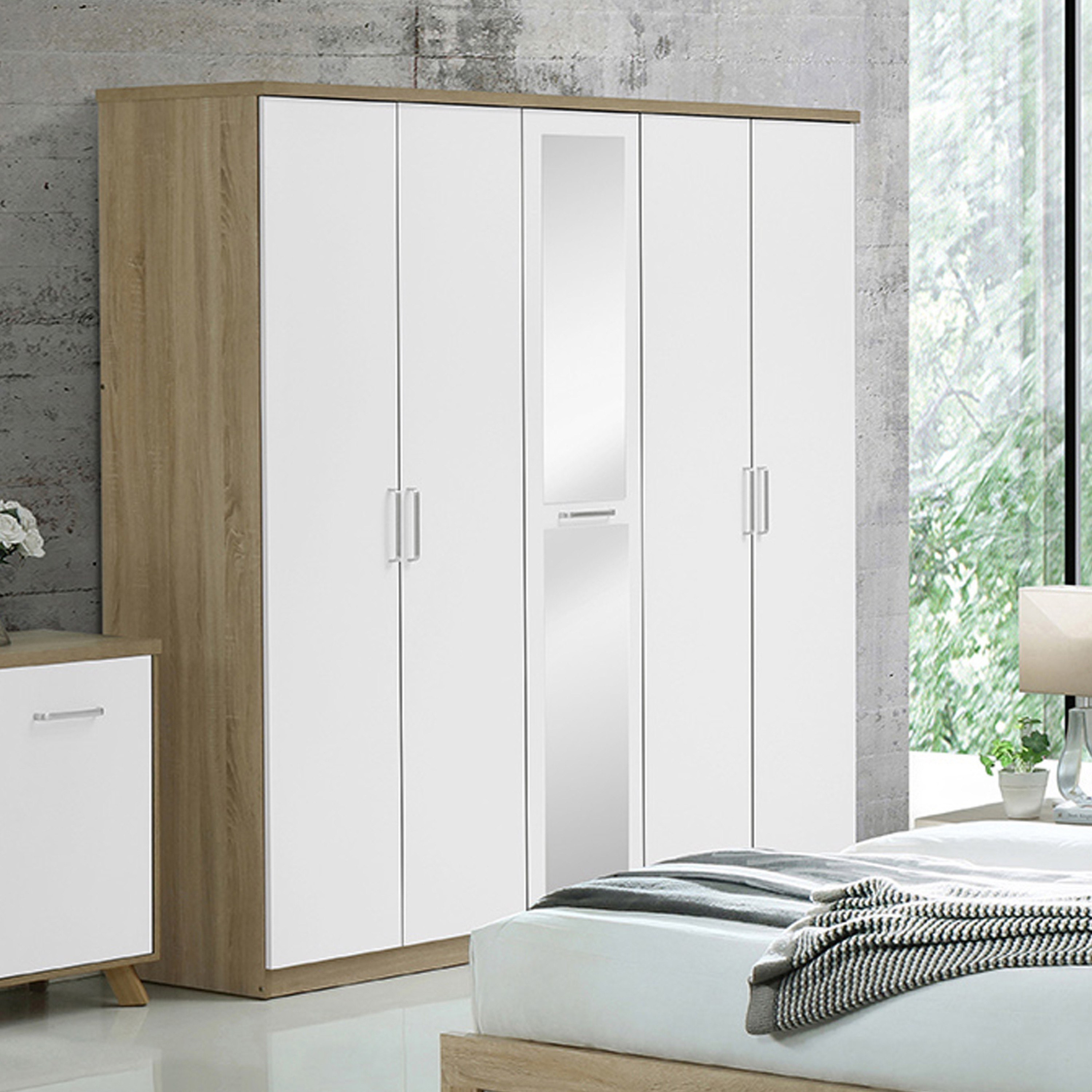 دولاب بـ 5 أبواب ومرآة من هليسنكي-hbxfurniture-wardrobes-image-1