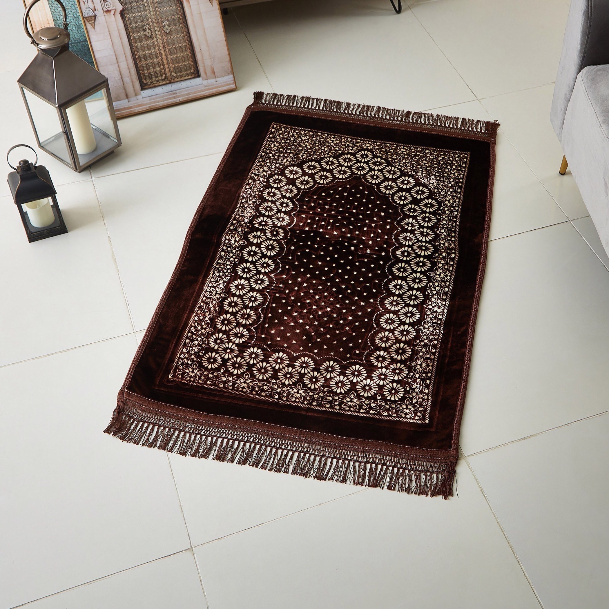 سجادة صلاة منقوشة من شين - 70x120 سم-hbxlivingroom-floorcoverings-prayermats-image-1