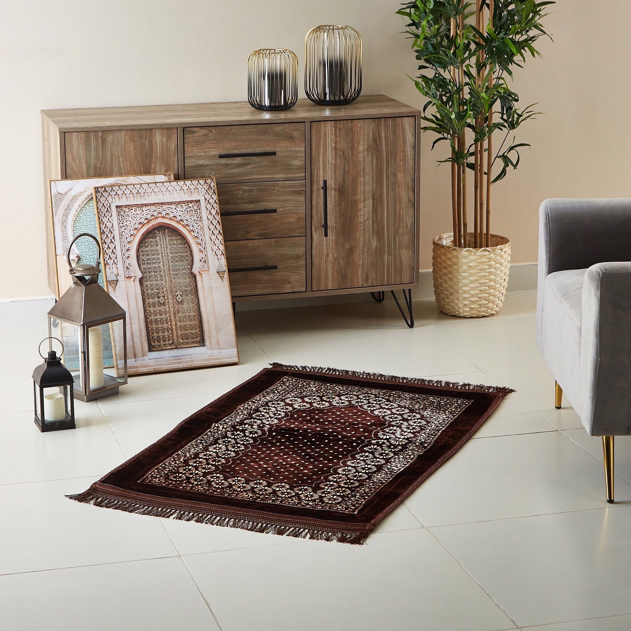 سجادة صلاة منقوشة من شين - 70x120 سم-hbxlivingroom-floorcoverings-prayermats-image-4