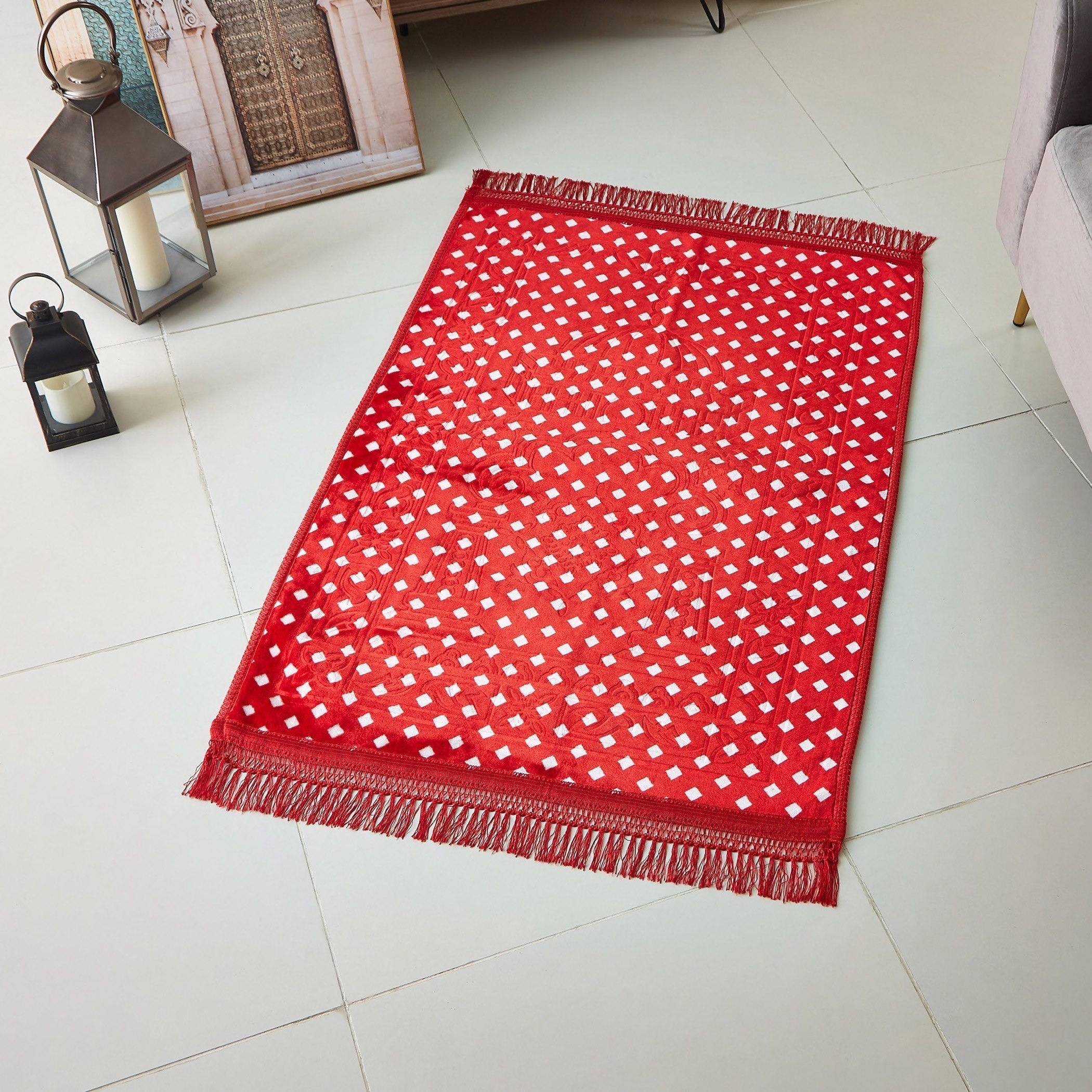 سجادة صلاة منقوشة من شين - 70x120 سم-hbxlivingroom-floorcoverings-prayermats-image-1