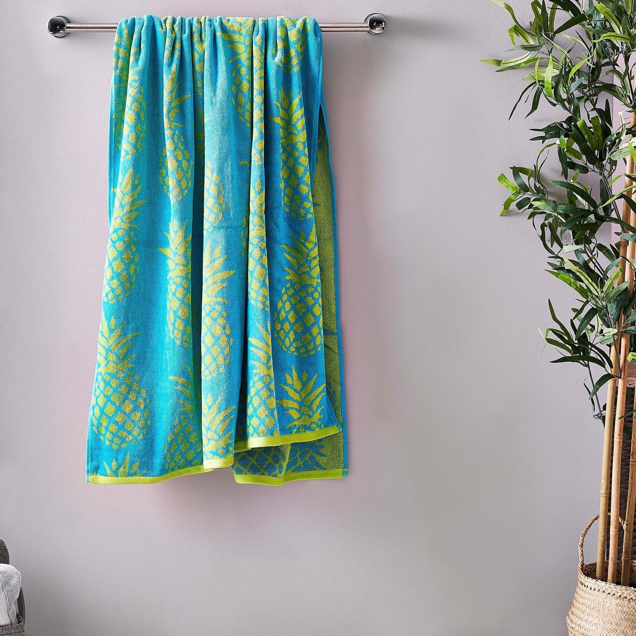 منشفة قطن للشاطيء بتصميم أناناس - 180x100 سم-hbxbathroom-bathroomtextiles-image-2