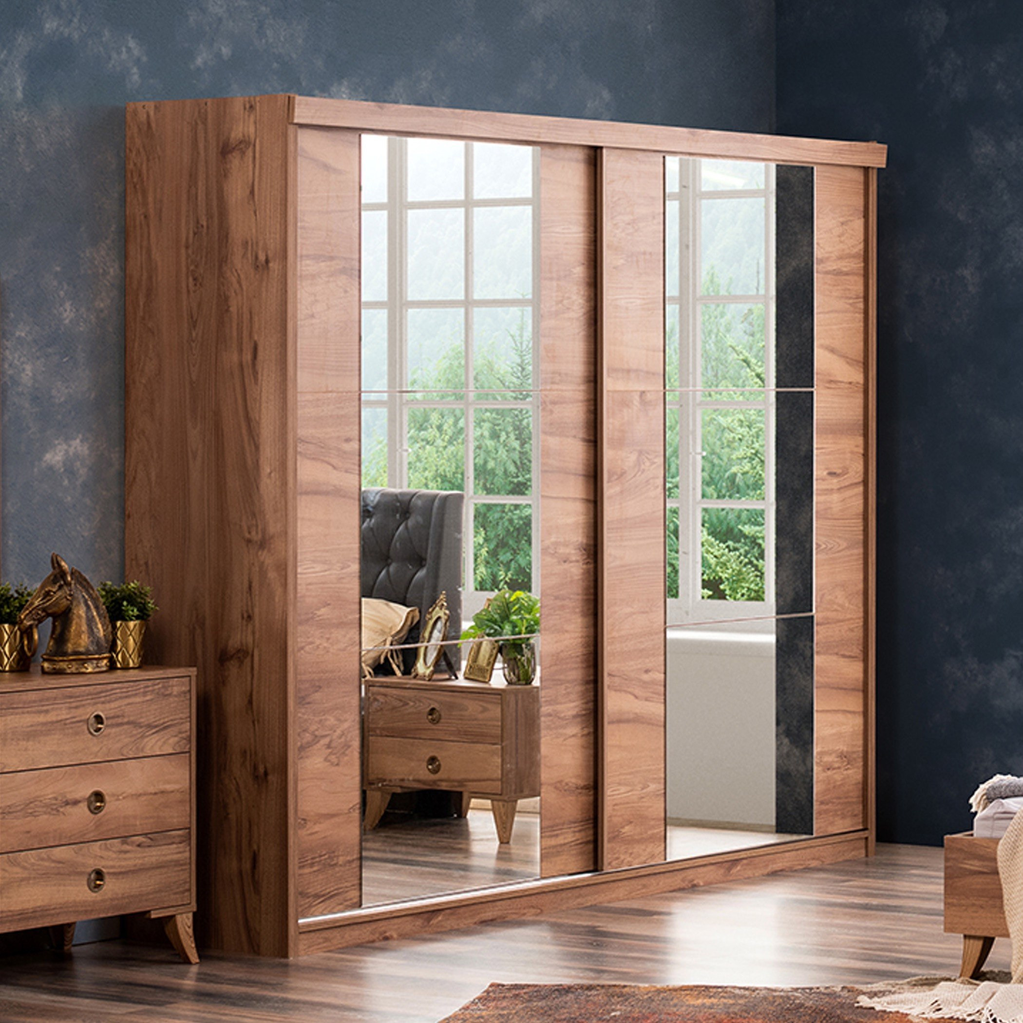 خزانة ملابس بباب انزلاقي مع مرآة من هاريس-hbxfurniture-wardrobes-image-1