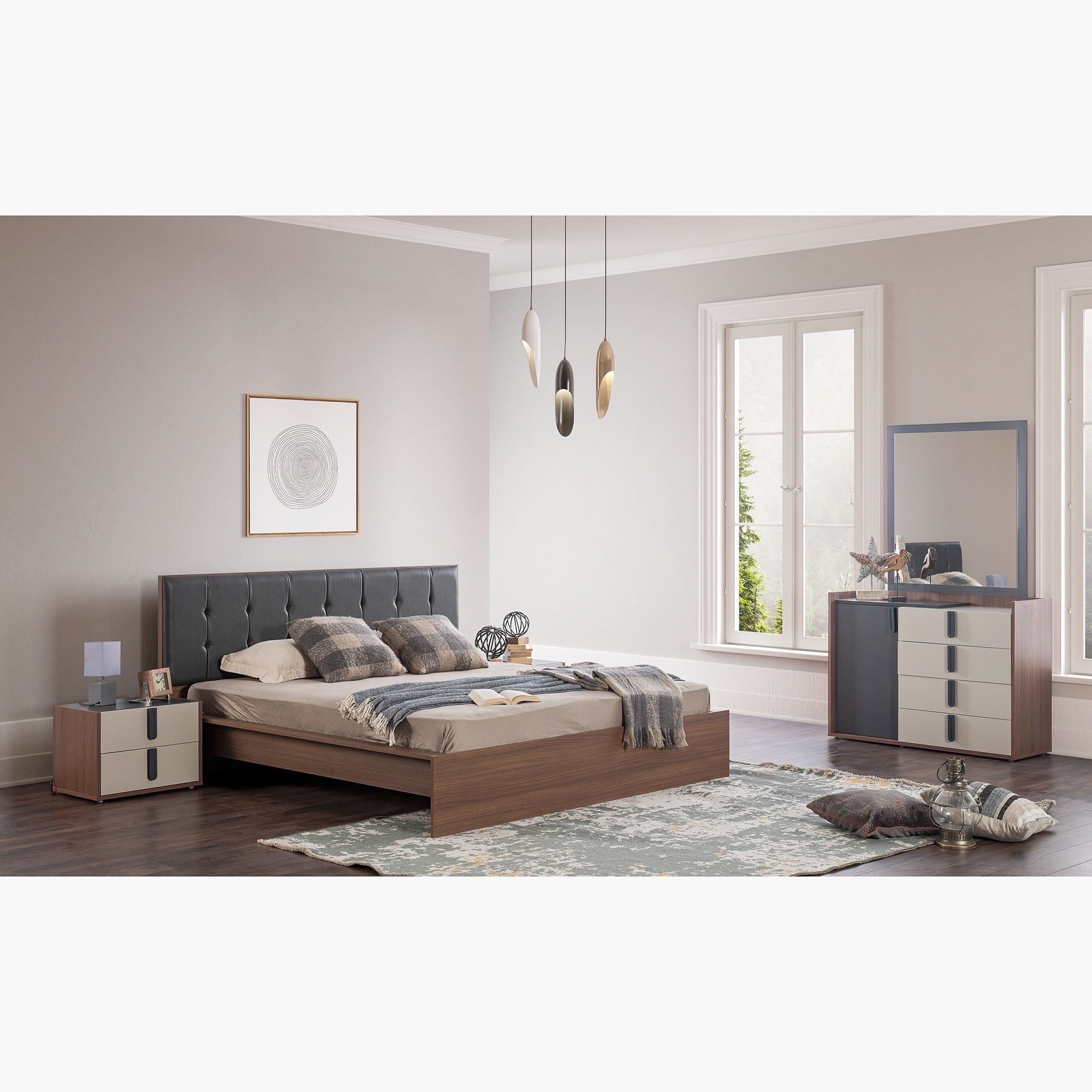 طقم غرفة نوم كينج 5 قطع من ريفيفال - 180x200 سم-hbxbedroom-bedsandbedsets-bedroomsets-king-image-1