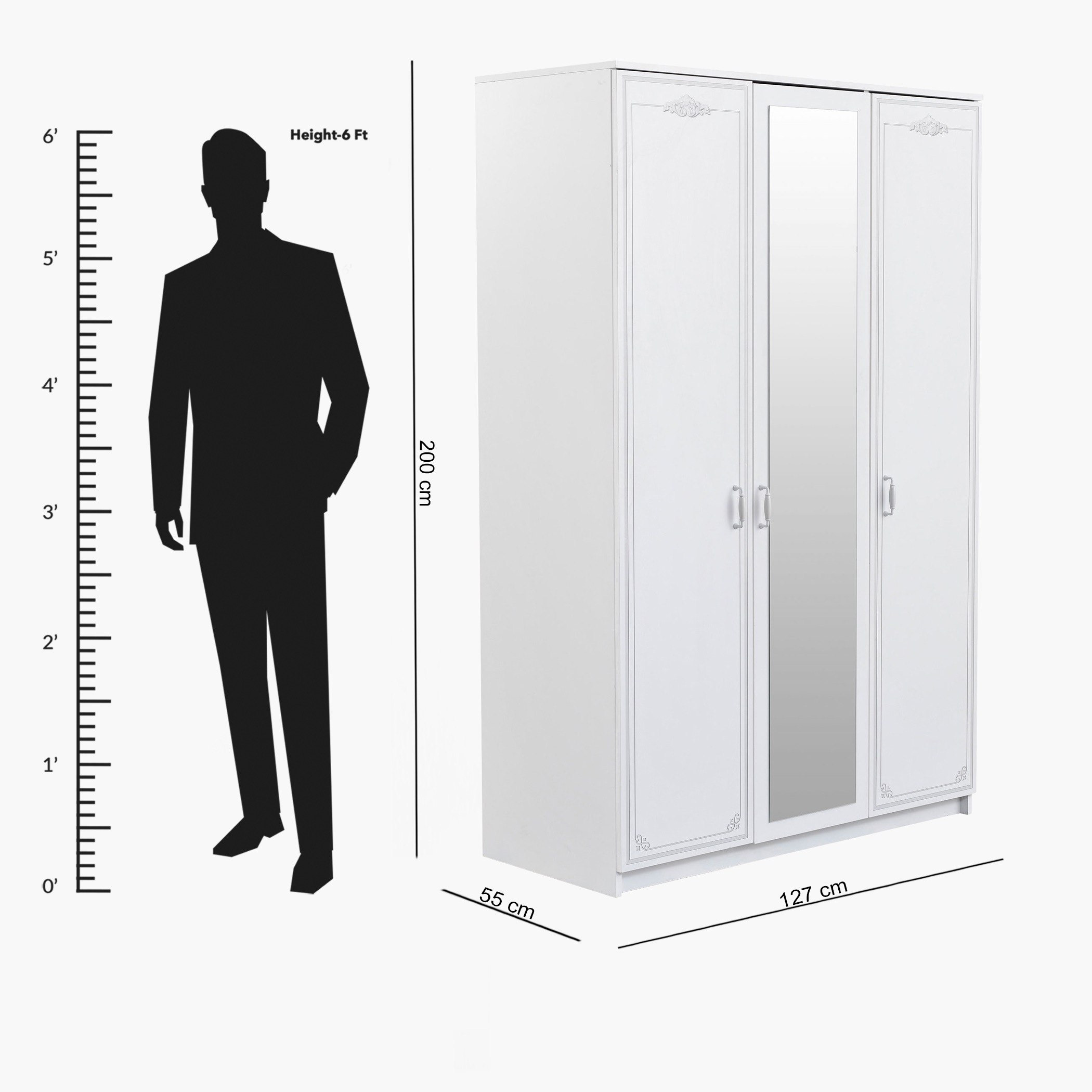 خزانة ملابس 3 أبواب مع مرآة - فلورا من موڤو -hbxfurniture-wardrobes-image-7