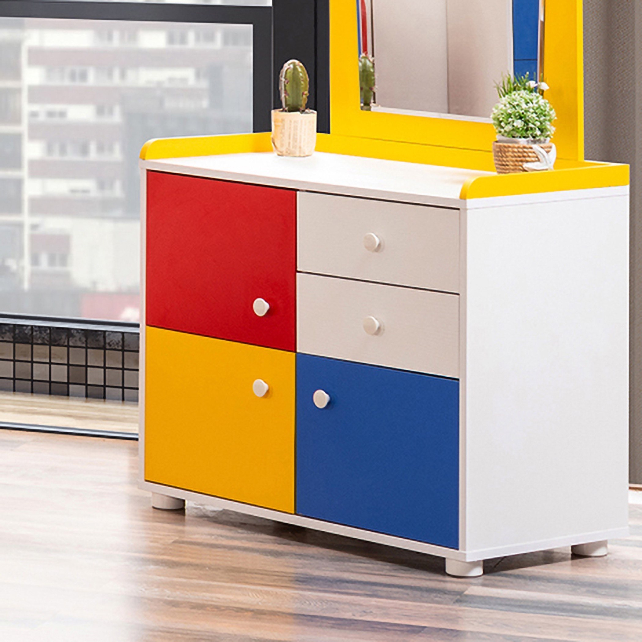 طاولة تزيين بـ3 أبواب ودرجين دون مرآة من هابي-hbxfurniture-kidsroom-kidsdressersandmirrors-image-1