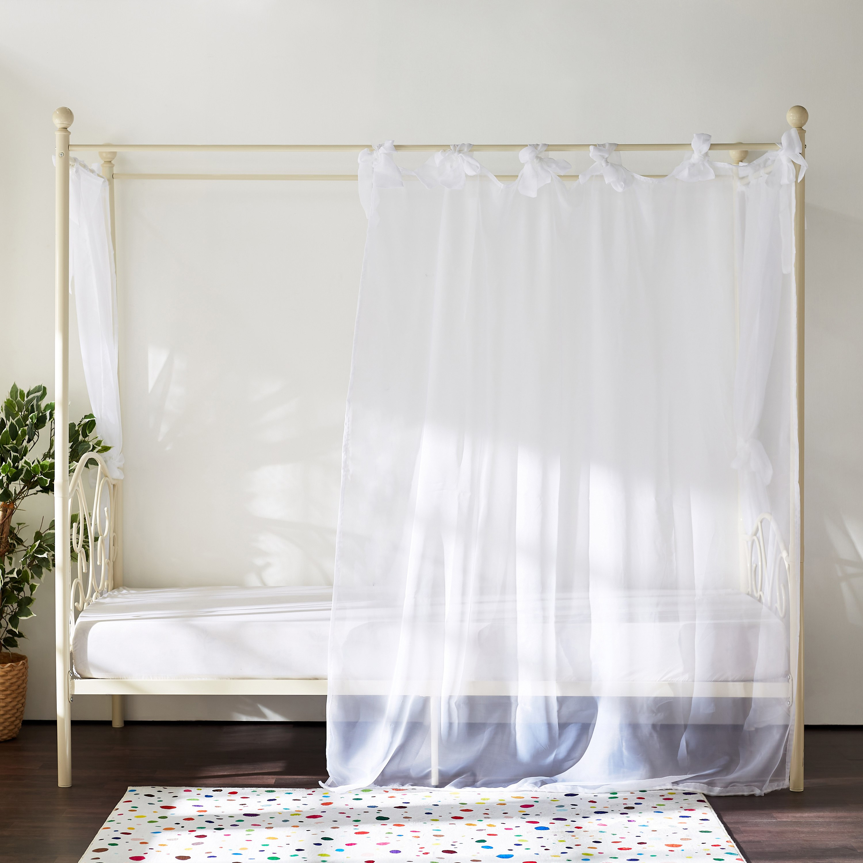 Movo Isabella Single Poster Bed with Mosquito Net - 90x200 cm-hbxfurniture-bedsandbedsets-beds-single-image-2