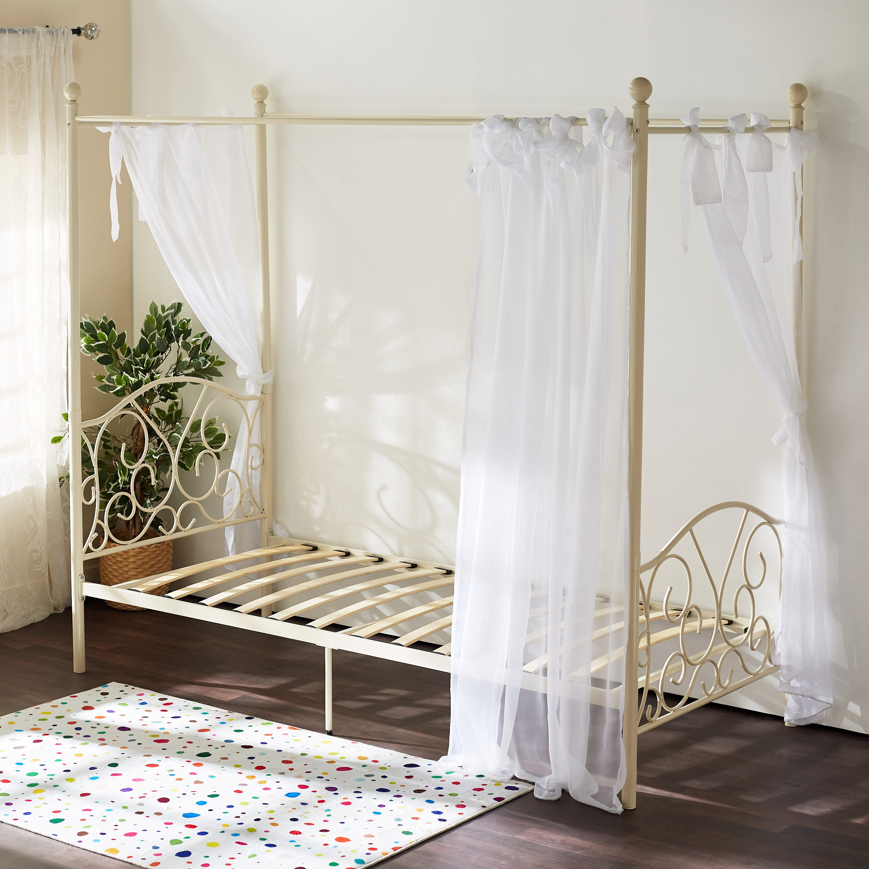 Movo Isabella Single Poster Bed with Mosquito Net - 90x200 cm-hbxfurniture-bedsandbedsets-beds-single-image-3