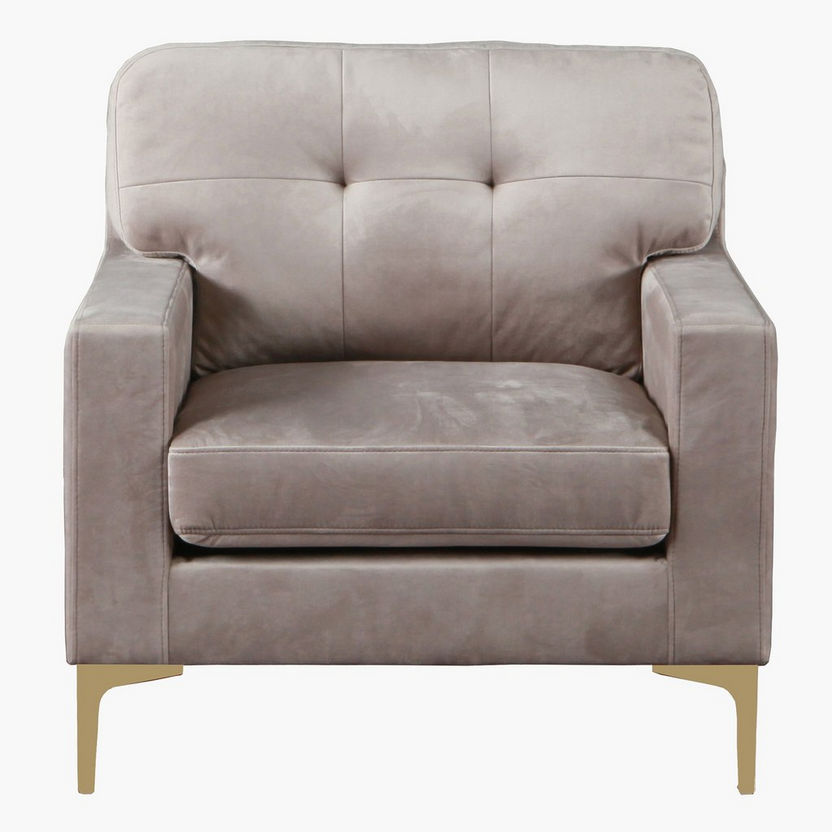 Celine 1-Seater Velvet Sofa-Armchairs-image-1