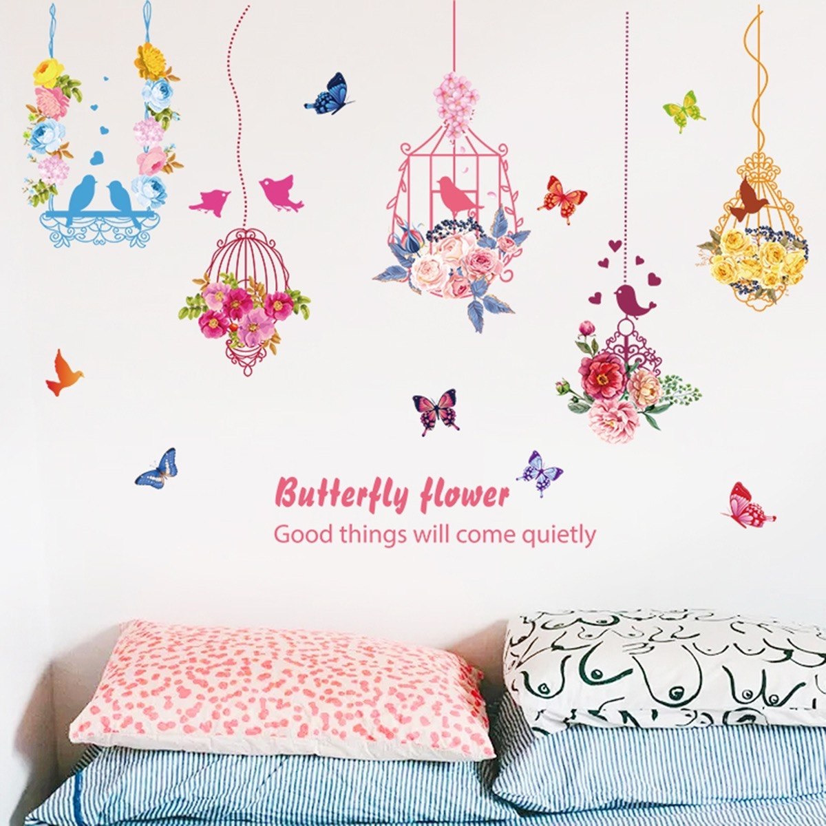 ملصقات قابلة لإعادة الاستخدام على شكل فراشات زهور من ريريتي - 50x70 سم-hbxhomeware-hbxkidsandyouth-image-1