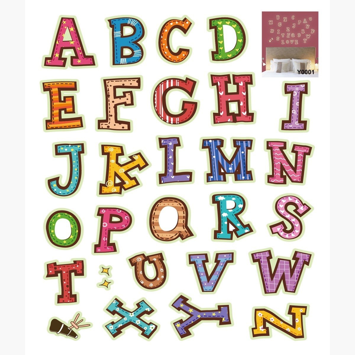 Rarity Alphabet Glow Reusable Stickers - 21x24 cm-hbxhomeware-hbxkidsandyouth-image-2