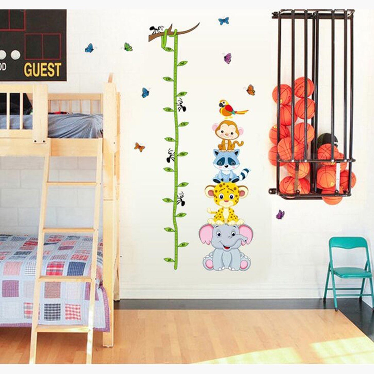 ملصق قياس الطول القابل لإعادة الاستخدام بتصميم حيوانات لطيفة من ريريتي - 60x90 سم-hbxhomeware-hbxkidsandyouth-image-1