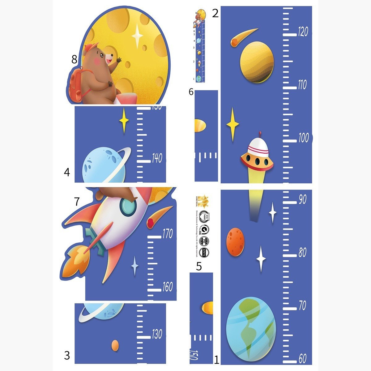 ملصق قياس الطول قابل لإعادة الاستخدام بتصميم جلاكسي من ريريتي - 50x70 سم-hbxhomeware-hbxkidsandyouth-image-2