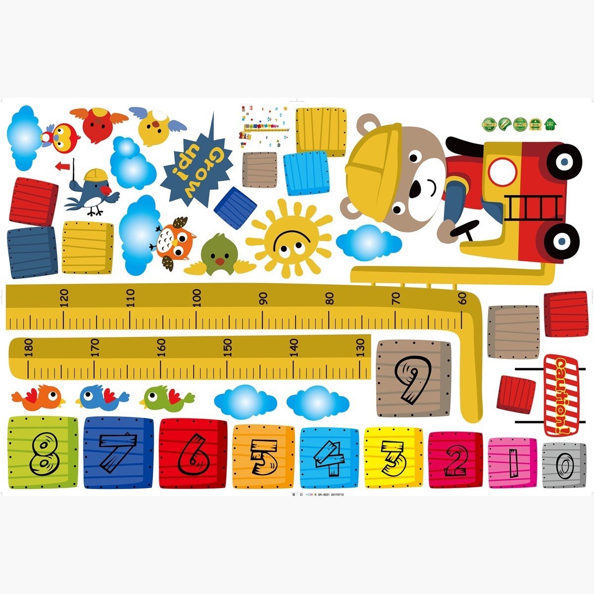 Rarity Blocks Height Measurement Chart Reusable Stickers - 60x90 cm-hbxhomeware-hbxkidsandyouth-image-2