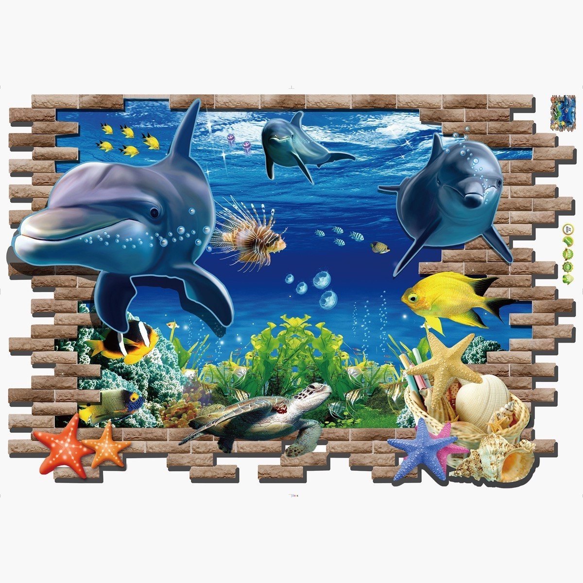 ملصقات ثلاثية الأبعاد قابلة لإعادة الاستخدام بتصميم أعماق البحر من ريريتي - 45x60 سم-hbxhomeware-hbxkidsandyouth-image-2