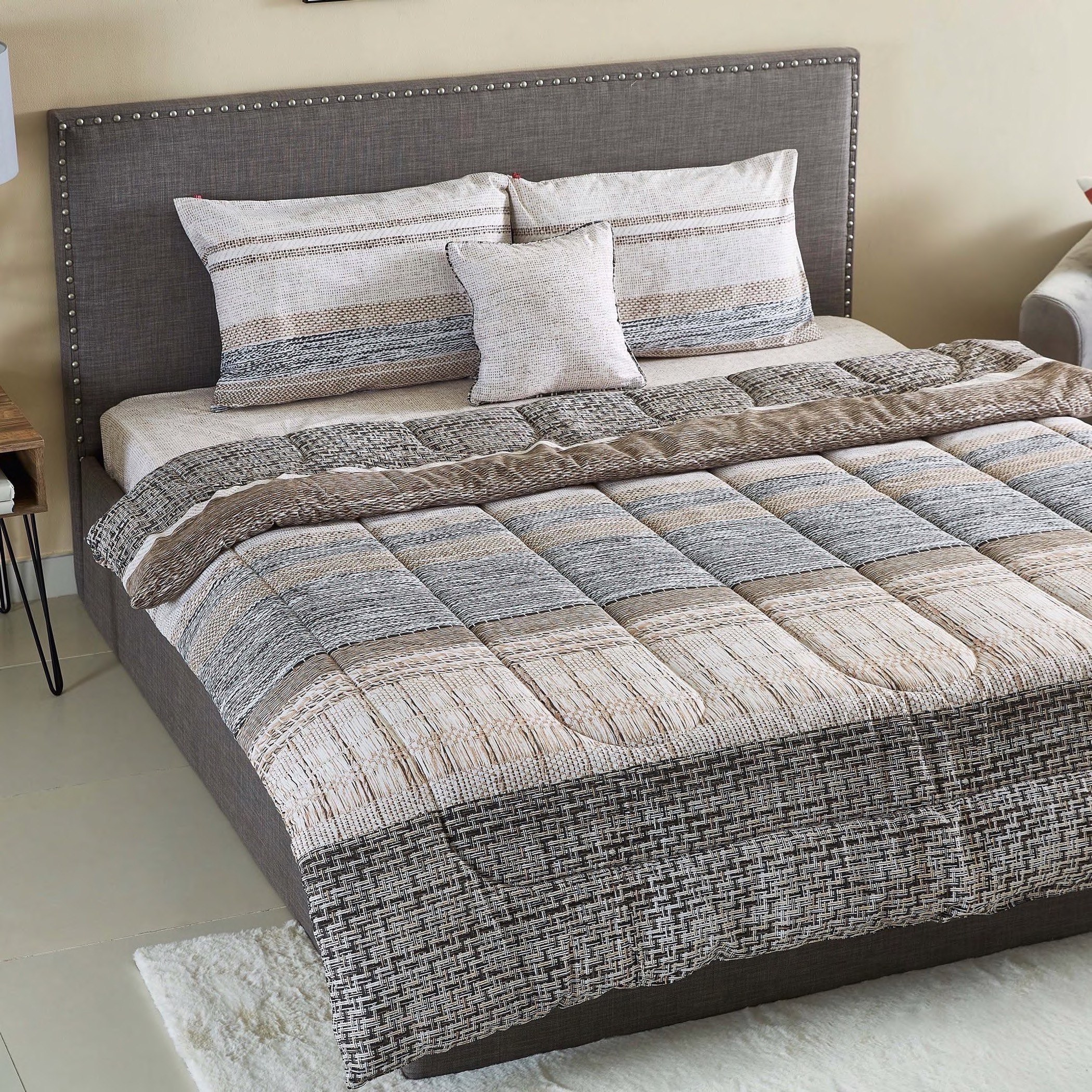 طقم لحاف قطن مقاس توين بطبعات 5 قطع من روتان - 160x220 سم-hbxhomeware-hbxdecorandfurnishings-image-1