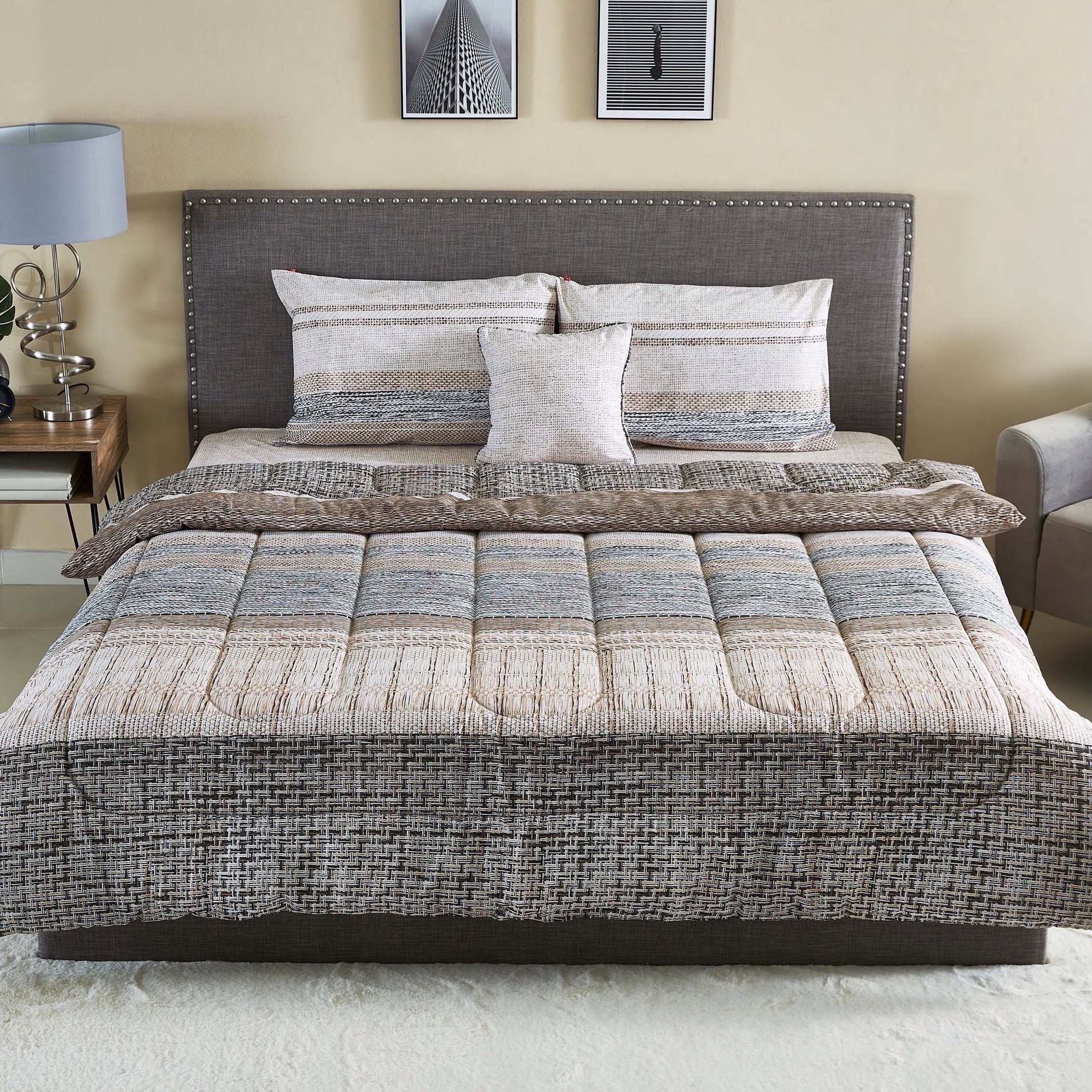 طقم لحاف قطن مقاس توين بطبعات 5 قطع من روتان - 160x220 سم-hbxhomeware-hbxdecorandfurnishings-image-3