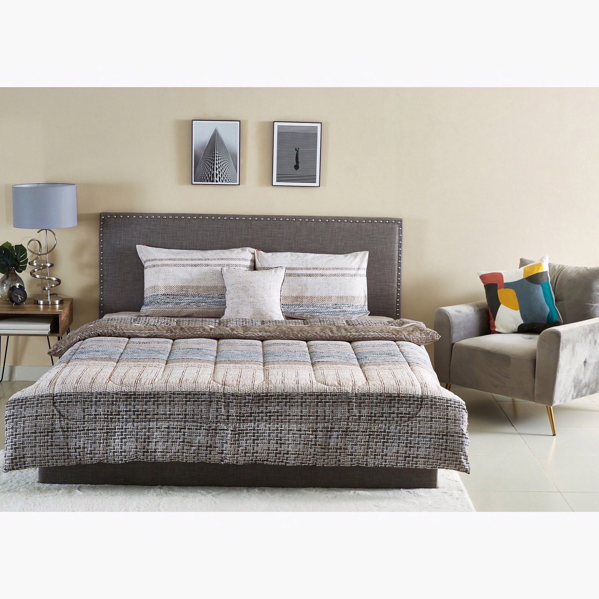 طقم لحاف قطن مقاس توين بطبعات 5 قطع من روتان - 160x220 سم-hbxhomeware-hbxdecorandfurnishings-image-9
