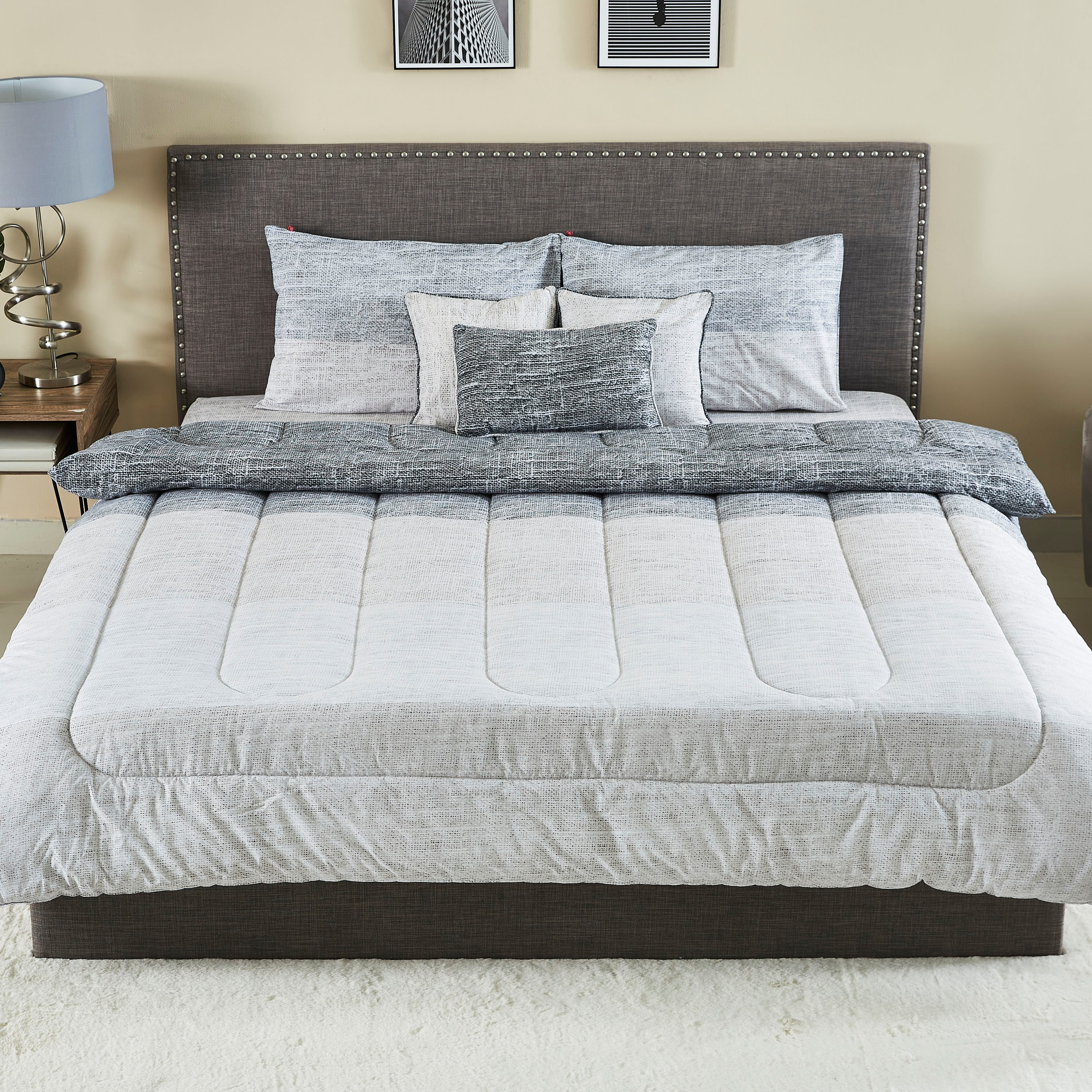 طقم لحاف قطن مقاس كينج بطبعات 7 قطع من آوه- 220x240 سم-hbxhomeware-bedding-bedinabag-image-2