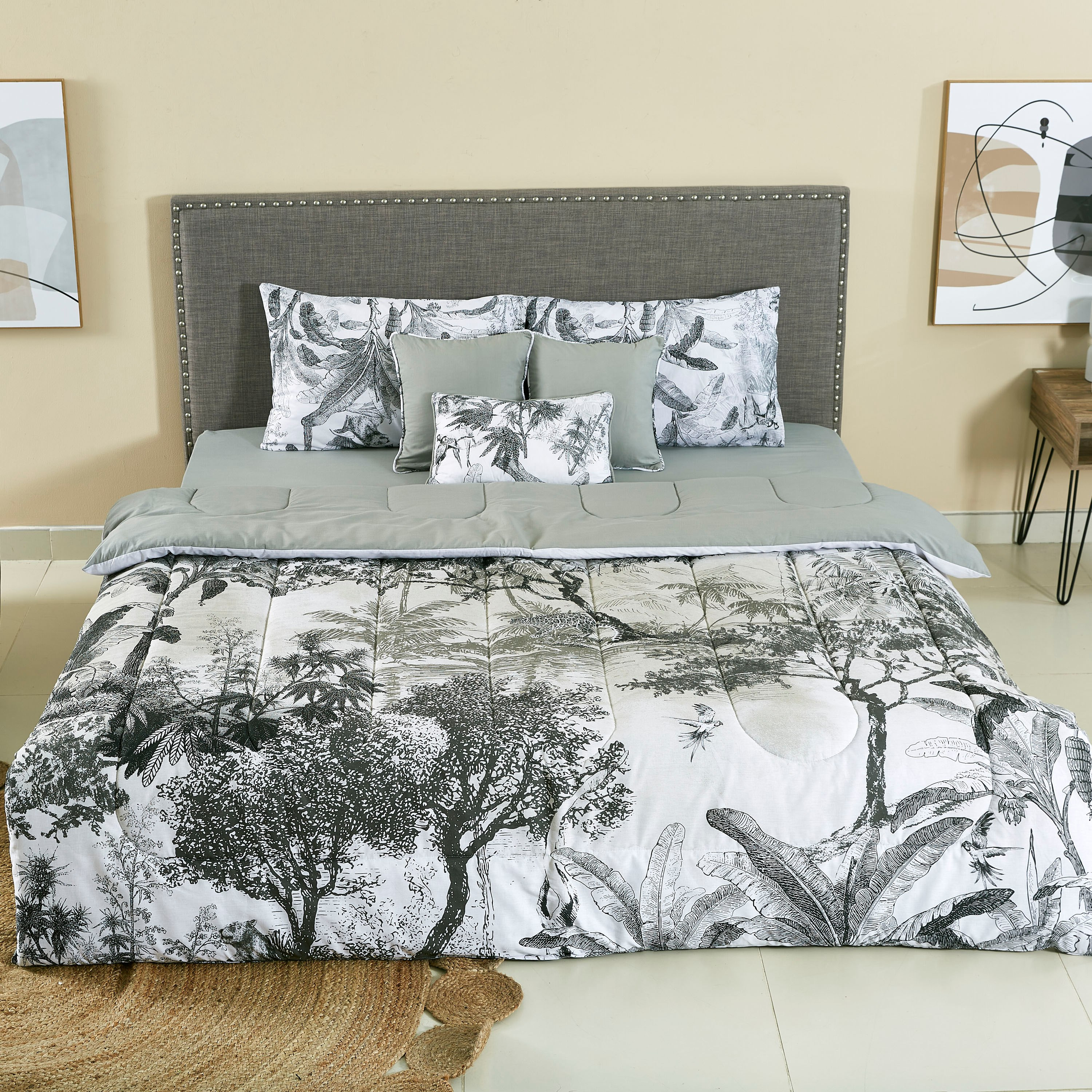 طقم لحاف مزدوج قطني بطبعات 7- قطع من برازيل - 220x240 سم-hbxhomeware-bedding-bedinabag-image-2