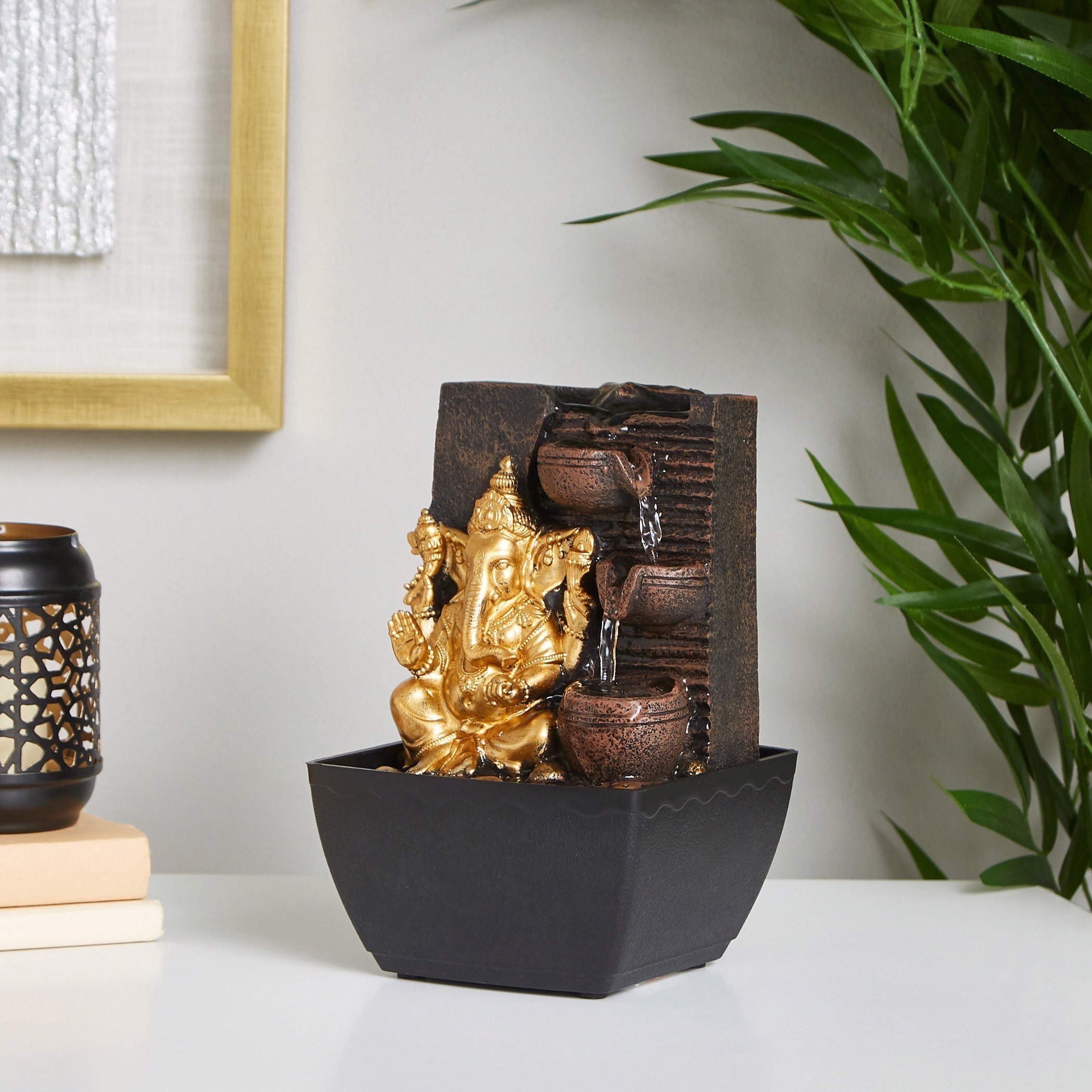 نافورة غانيشا صغيرة بإضاءة صفراء-hbxhomeware-hbxdecorandfurnishings-image-1