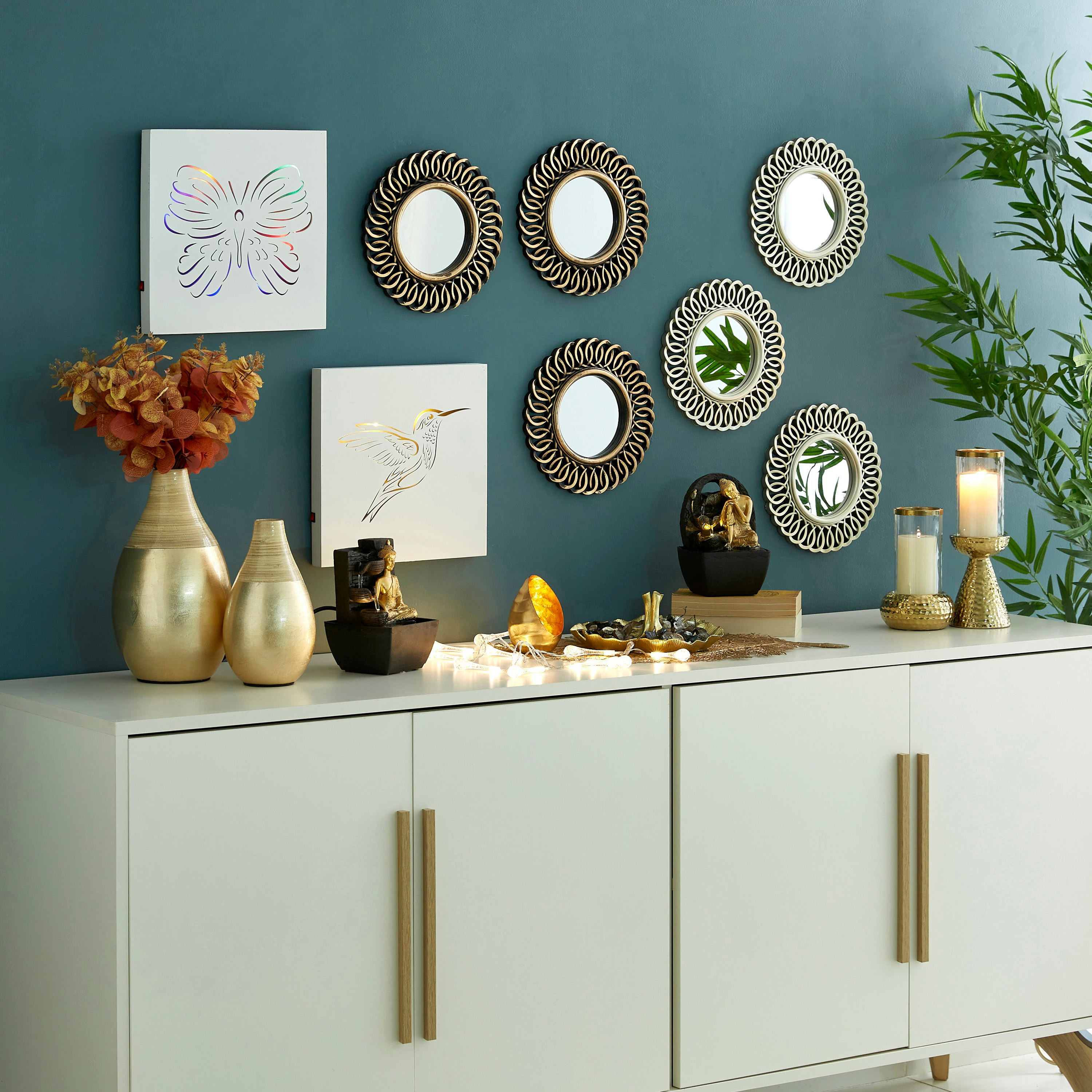 نافورة بوذا الصغيرة بإضاءة صفراء - 13x12x18 سم-hbxhomeware-hbxdecorandfurnishings-image-4