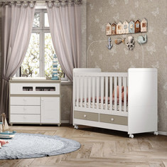 Vanilla Single Convertible Baby Crib with 2 Drawers - 70x130 cms
