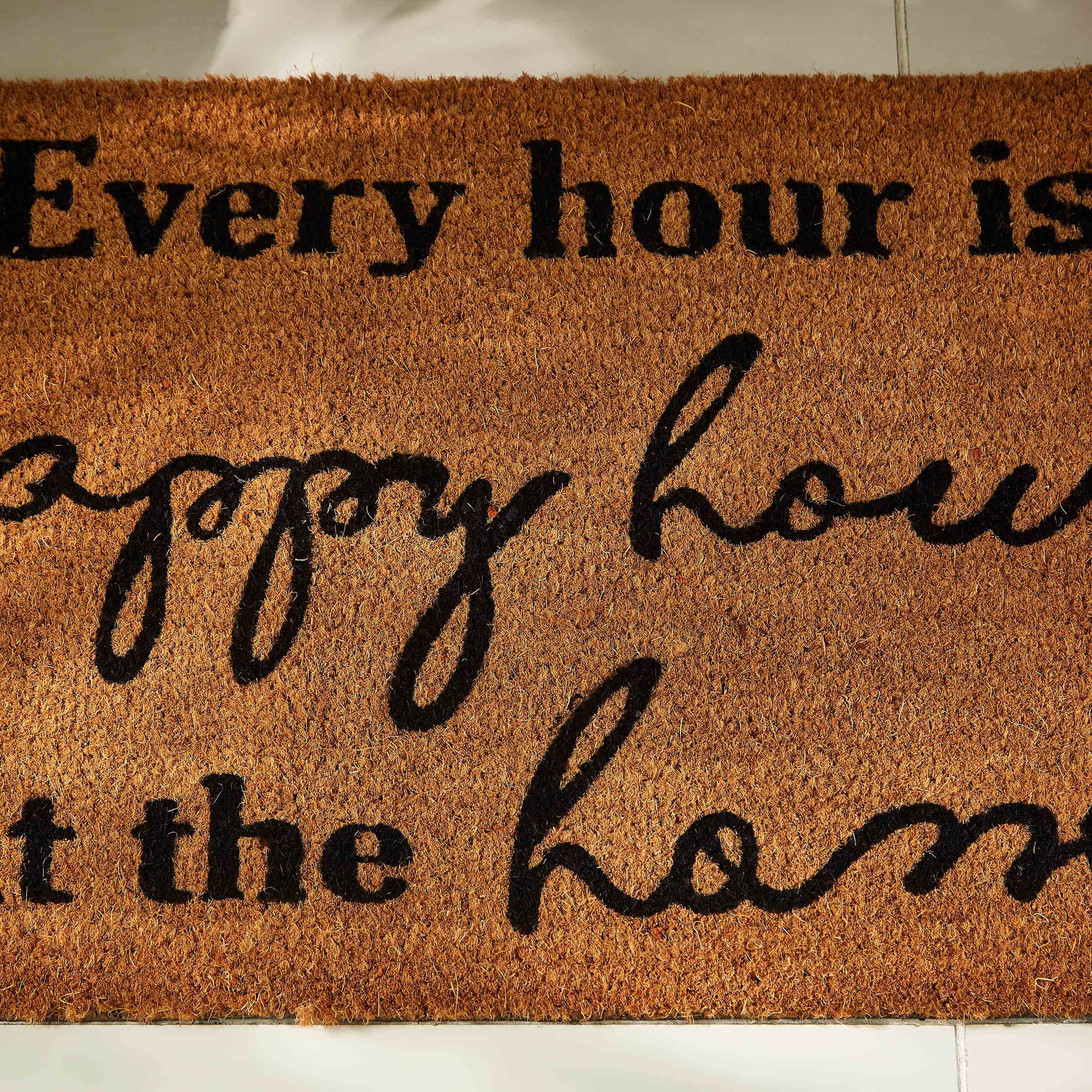سجادة الباب من ألياف جوز الهند بطبعات هابي أور مع ظهر بي في سي- 45x75 سم-hbxhomeware-hbxlivingroom-image-2