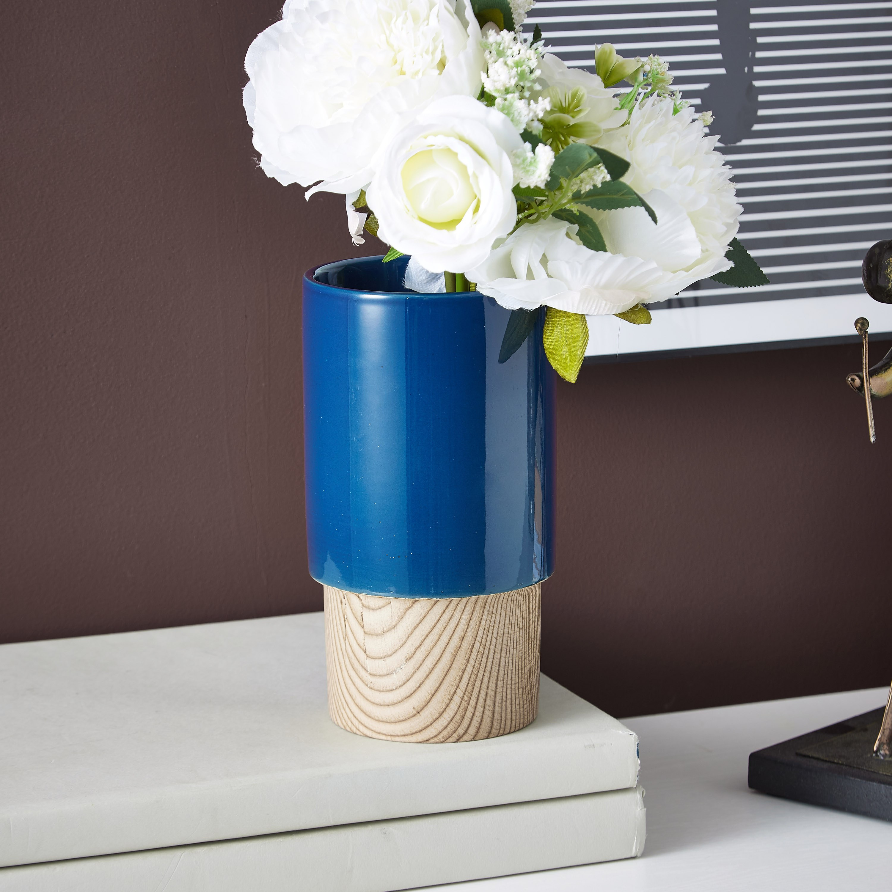 مزهرية أسطوانية نصف خشبية خزف من سانسا-hbxbedroom-decorandaccessories-vases-image-1