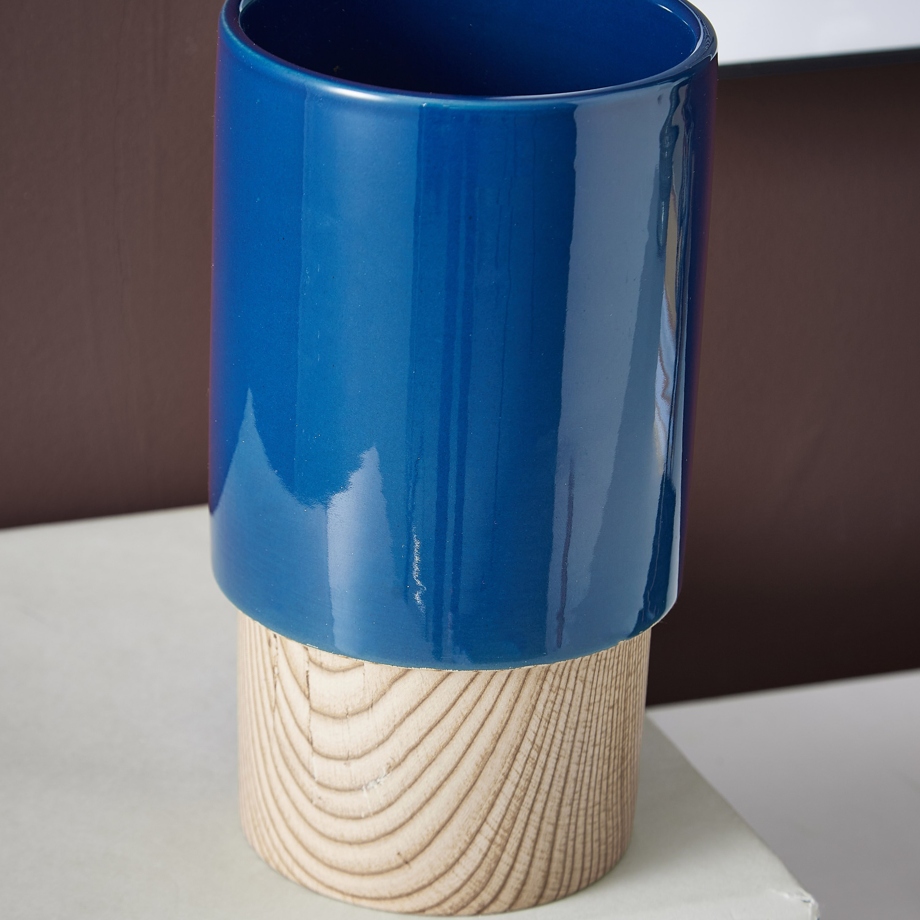 مزهرية أسطوانية نصف خشبية خزف من سانسا-hbxbedroom-decorandaccessories-vases-image-3