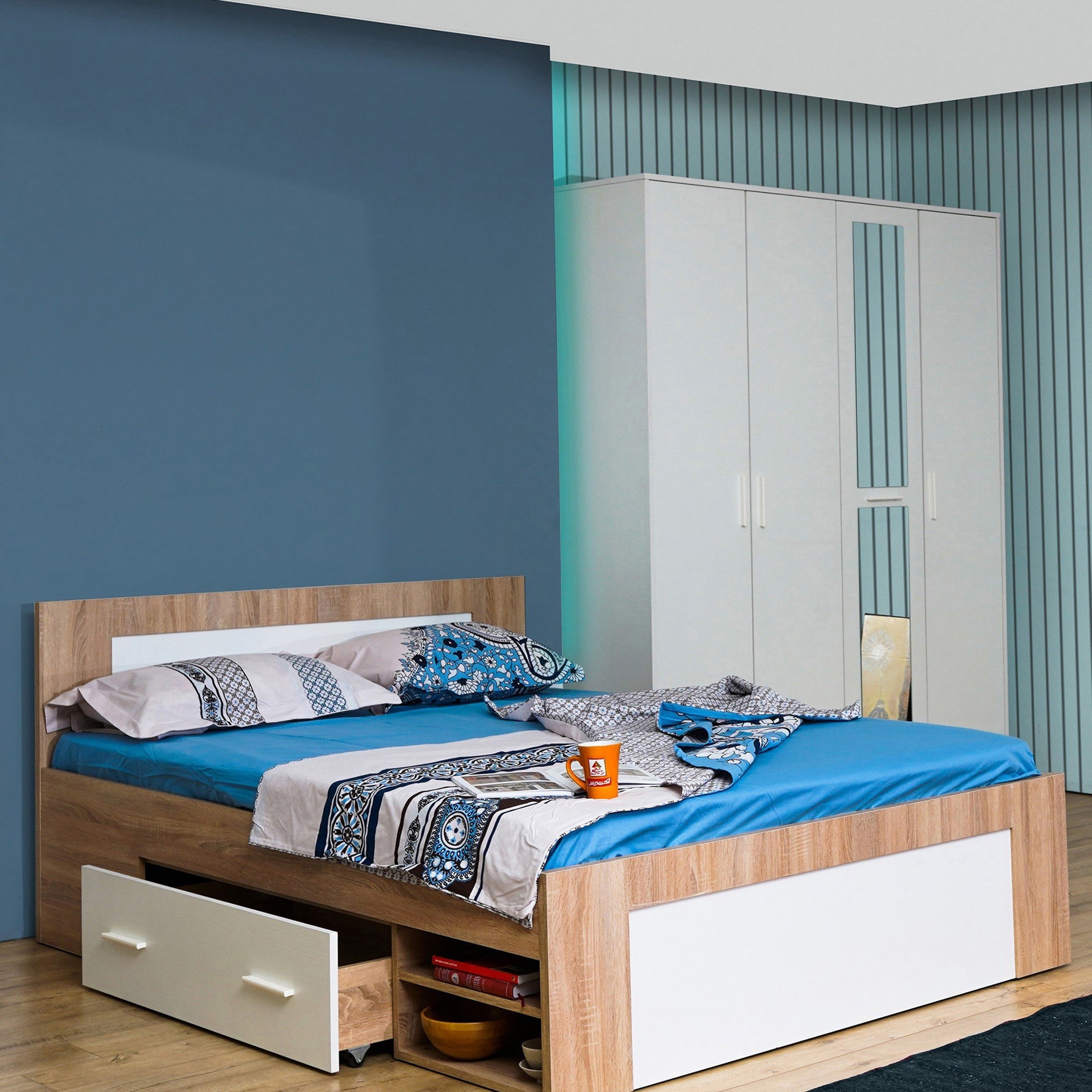 سرير كوين بمساحة تخزين ودرجين - بوسطن من موڤو - 150x200 سم-hbxbedroom-bedsandbedsets-beds-queen-image-1