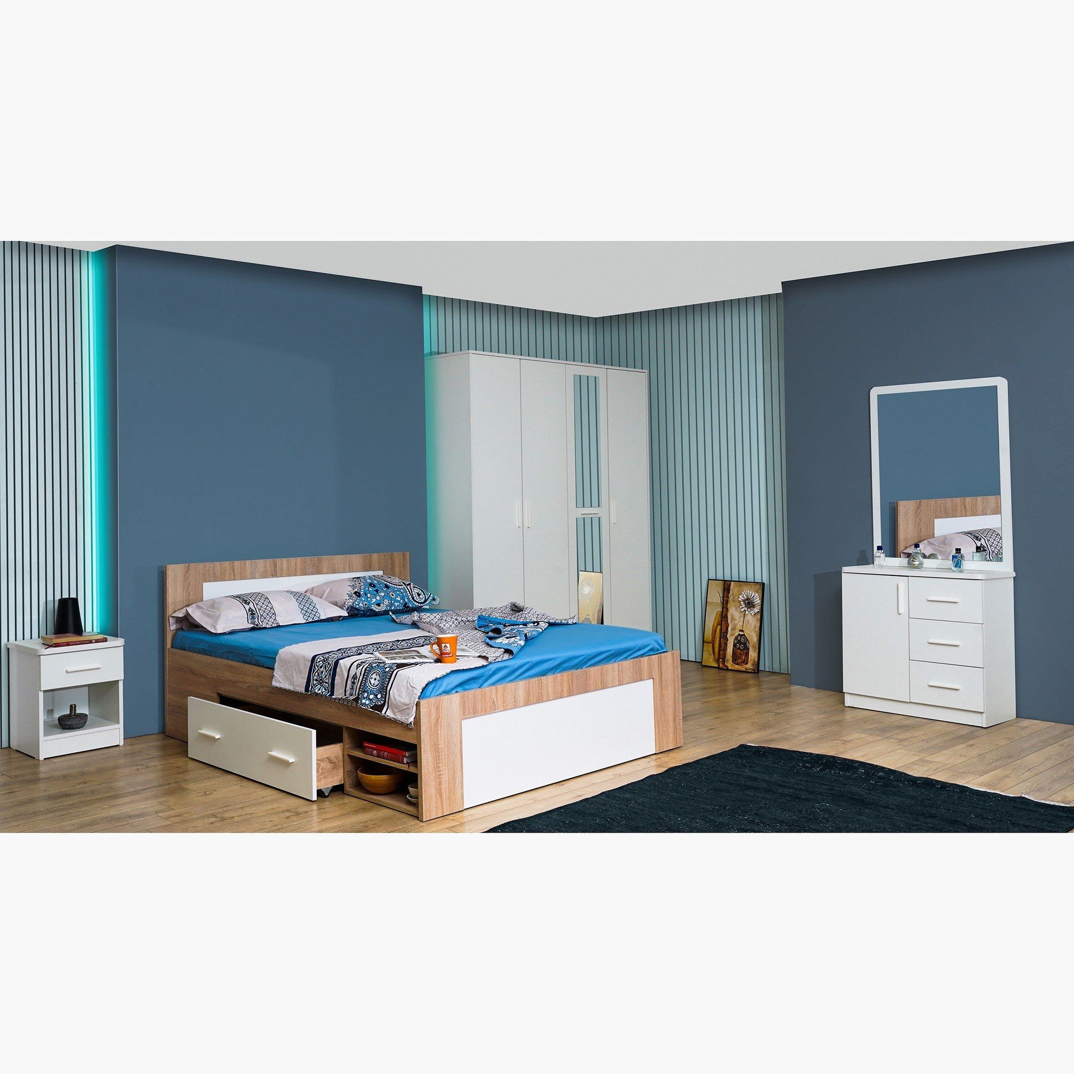 سرير كوين بمساحة تخزين ودرجين - بوسطن من موڤو - 150x200 سم-hbxbedroom-bedsandbedsets-beds-queen-image-2