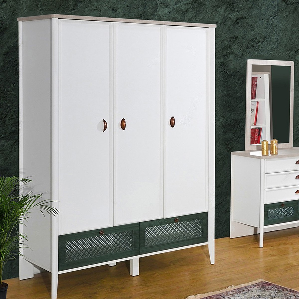 خزانة ملابس بـ 3 أبواب ودرجين من ميكنس-hbxfurniture-wardrobes-image-1