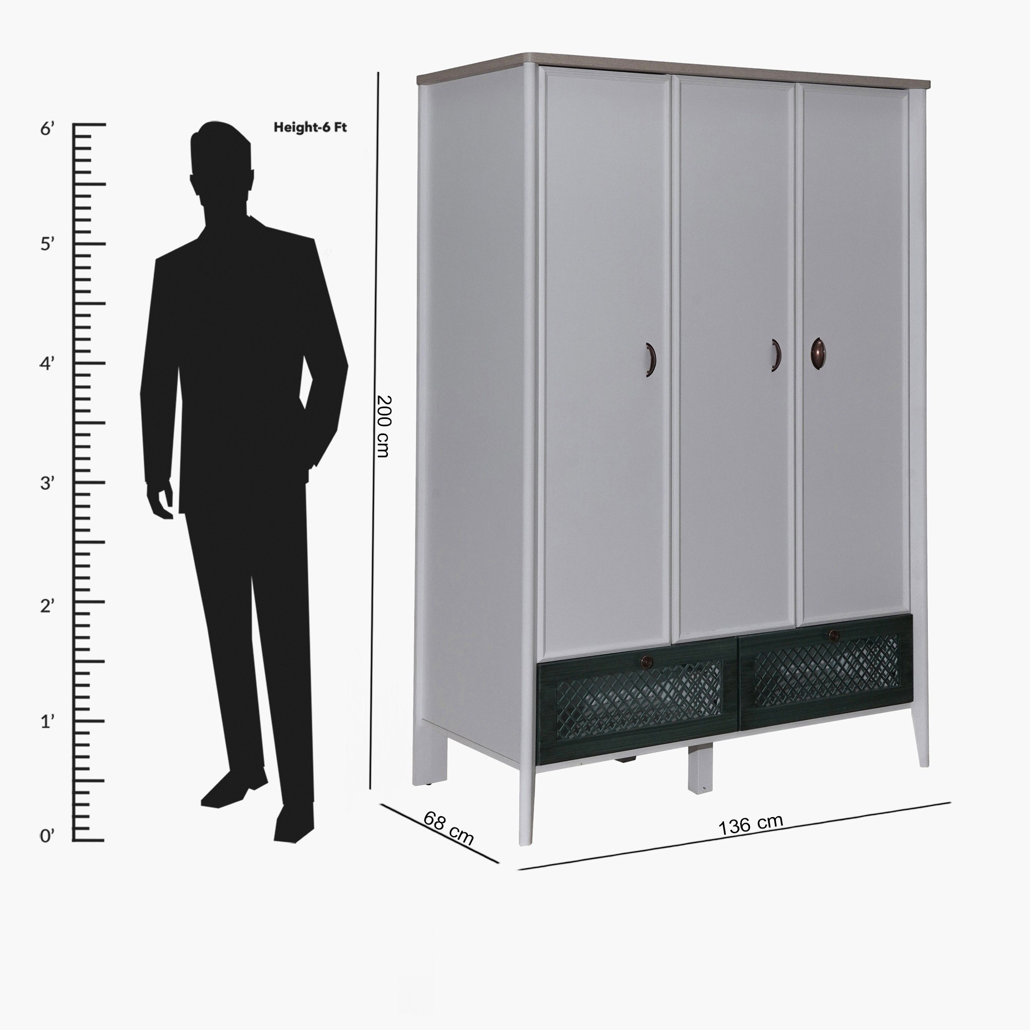 خزانة ملابس بـ 3 أبواب ودرجين من ميكنس-hbxfurniture-wardrobes-image-7