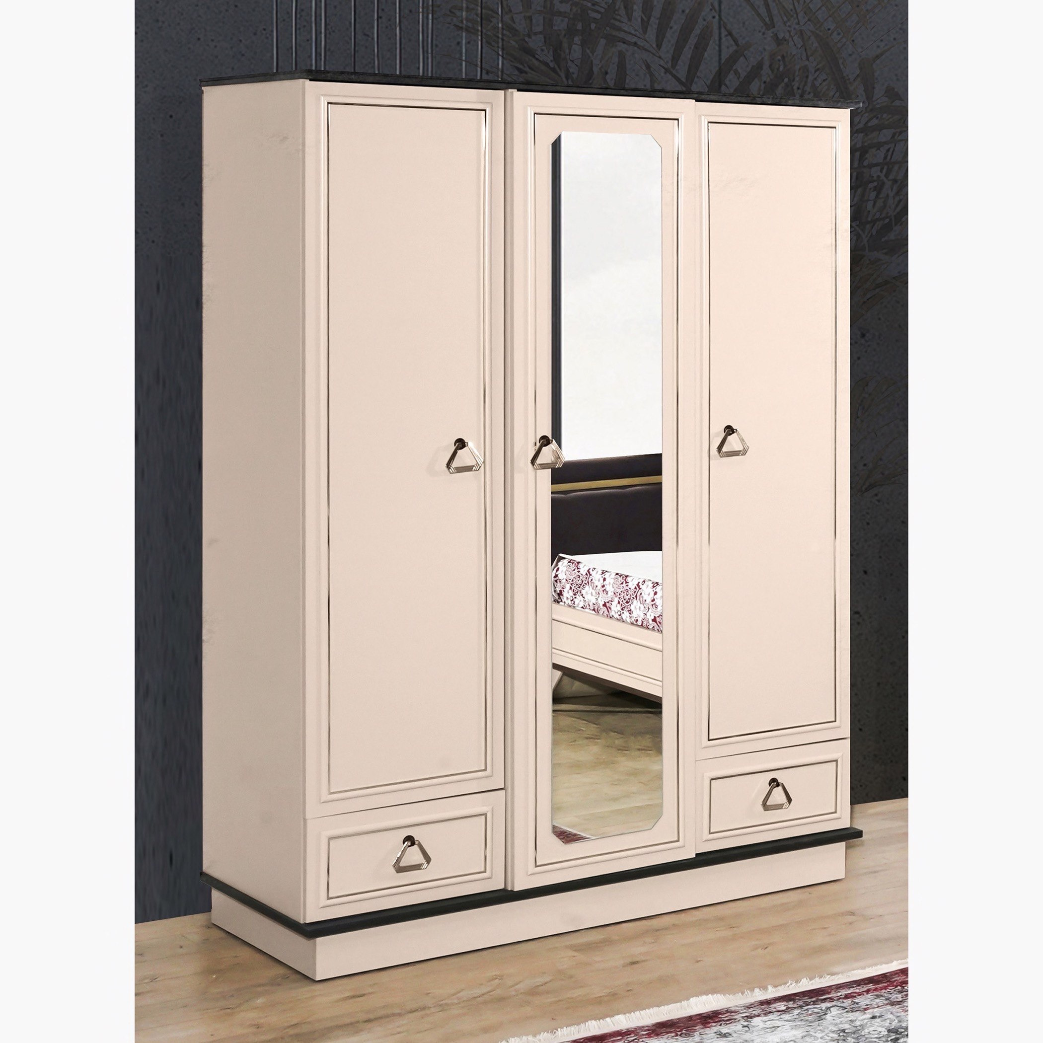 خزانة ملابس بـ 3 أبواب ودرجين ومرآة من ميسينا-hbxfurniture-wardrobes-image-1