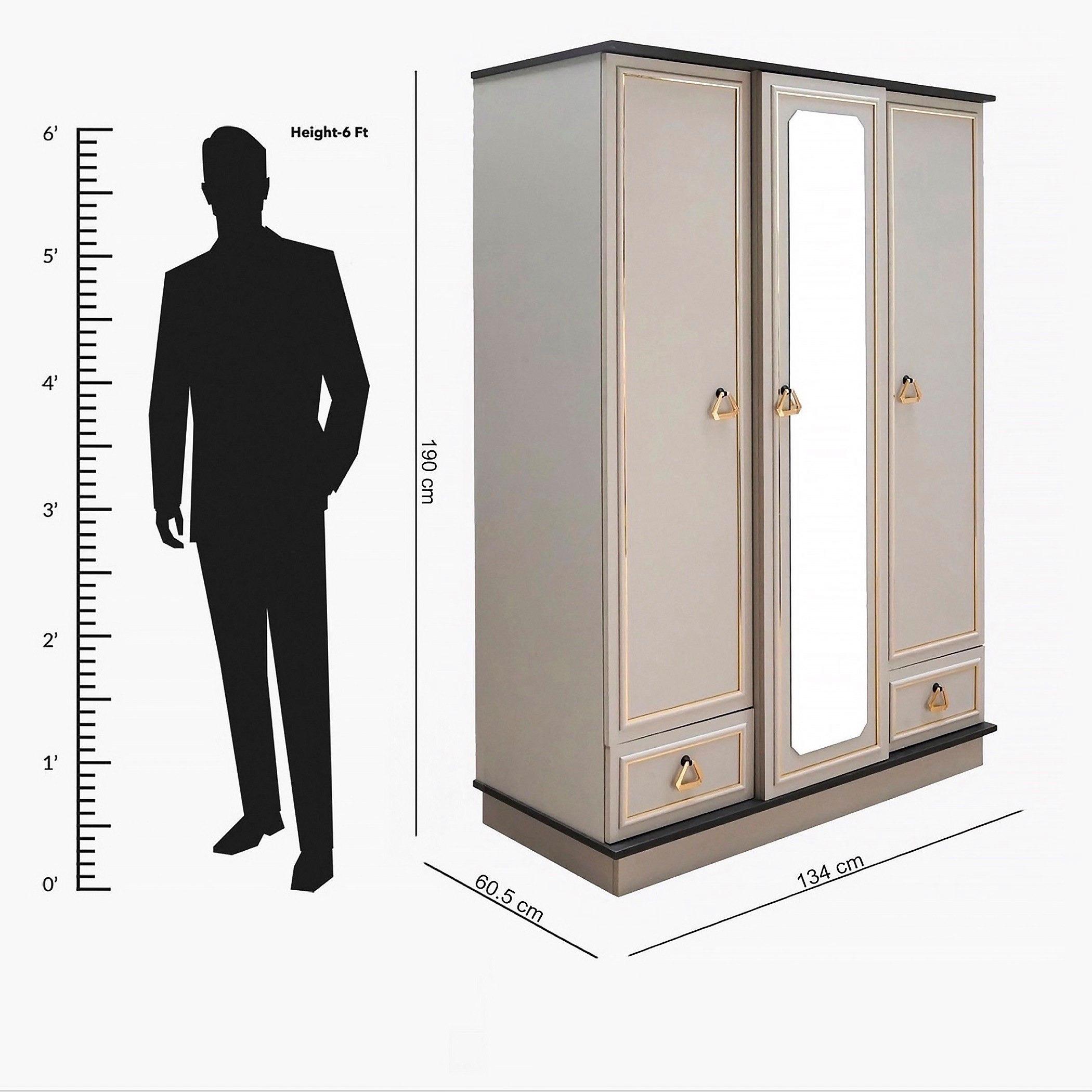 خزانة ملابس بـ 3 أبواب ودرجين ومرآة من ميسينا-hbxfurniture-wardrobes-image-6