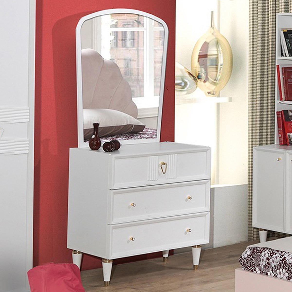طاولة تزيين 3 أدراج مع مرآة من أوركيد-hbxfurniture-kidsroom-kidsdressersandmirrors-image-1