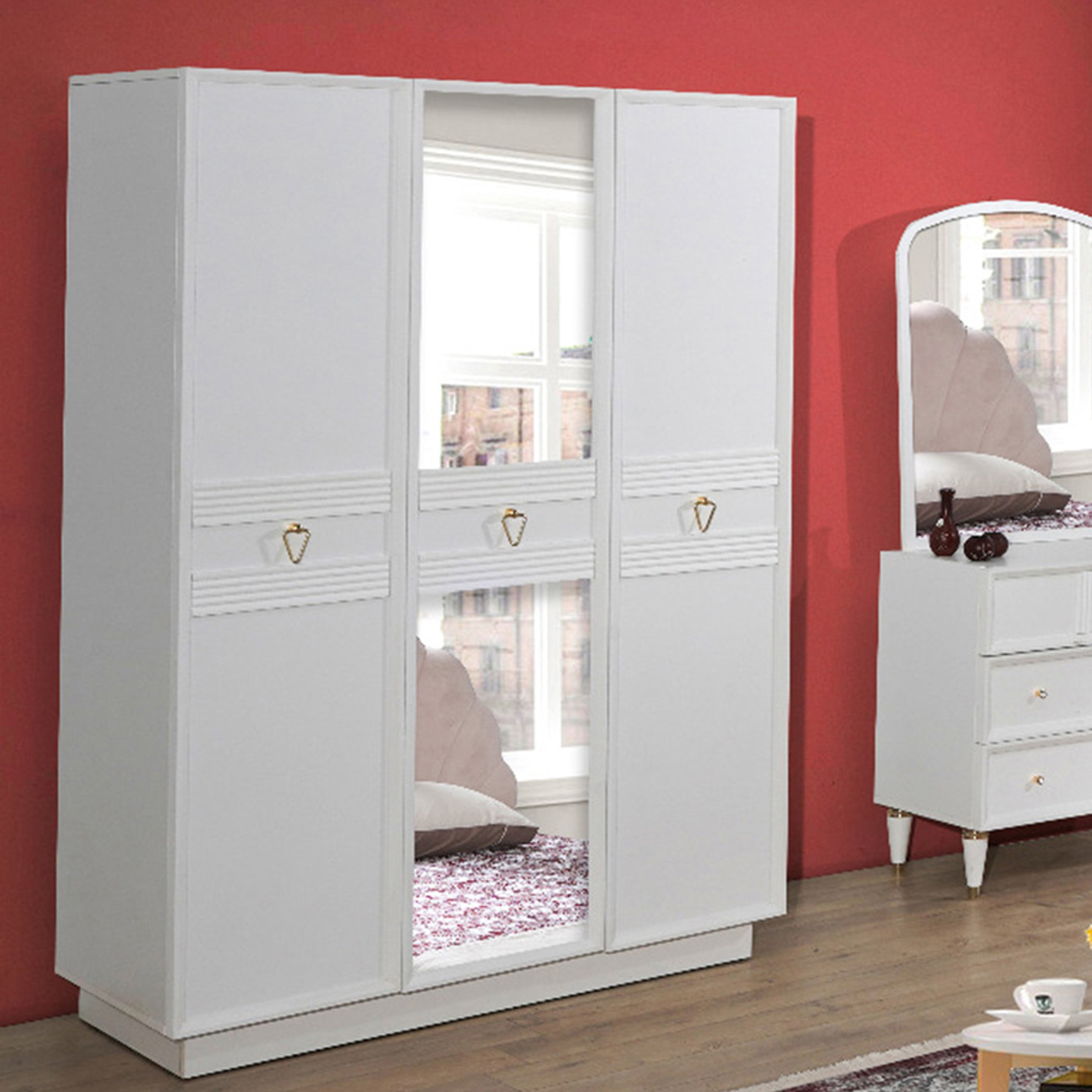 Orchid 3-Door Wardrobe with Mirror-hbxfurniture-wardrobes-image-1