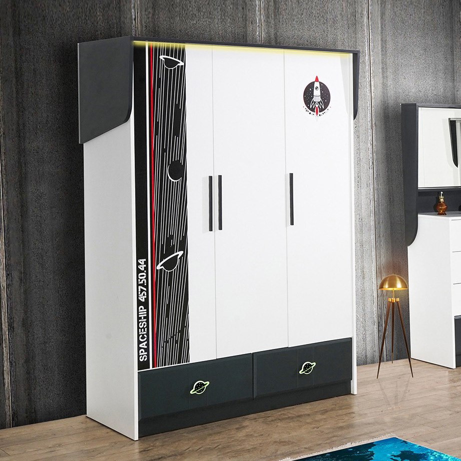 خزانة ملابس 3 أبواب بدرجين - سبيس من موڤو -hbxfurniture-wardrobes-image-1