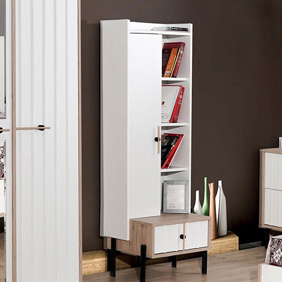خزانة كتب بدرج واحد وباب واحد من بورتلاند-hbxfurniture-office-bookcases-image-1