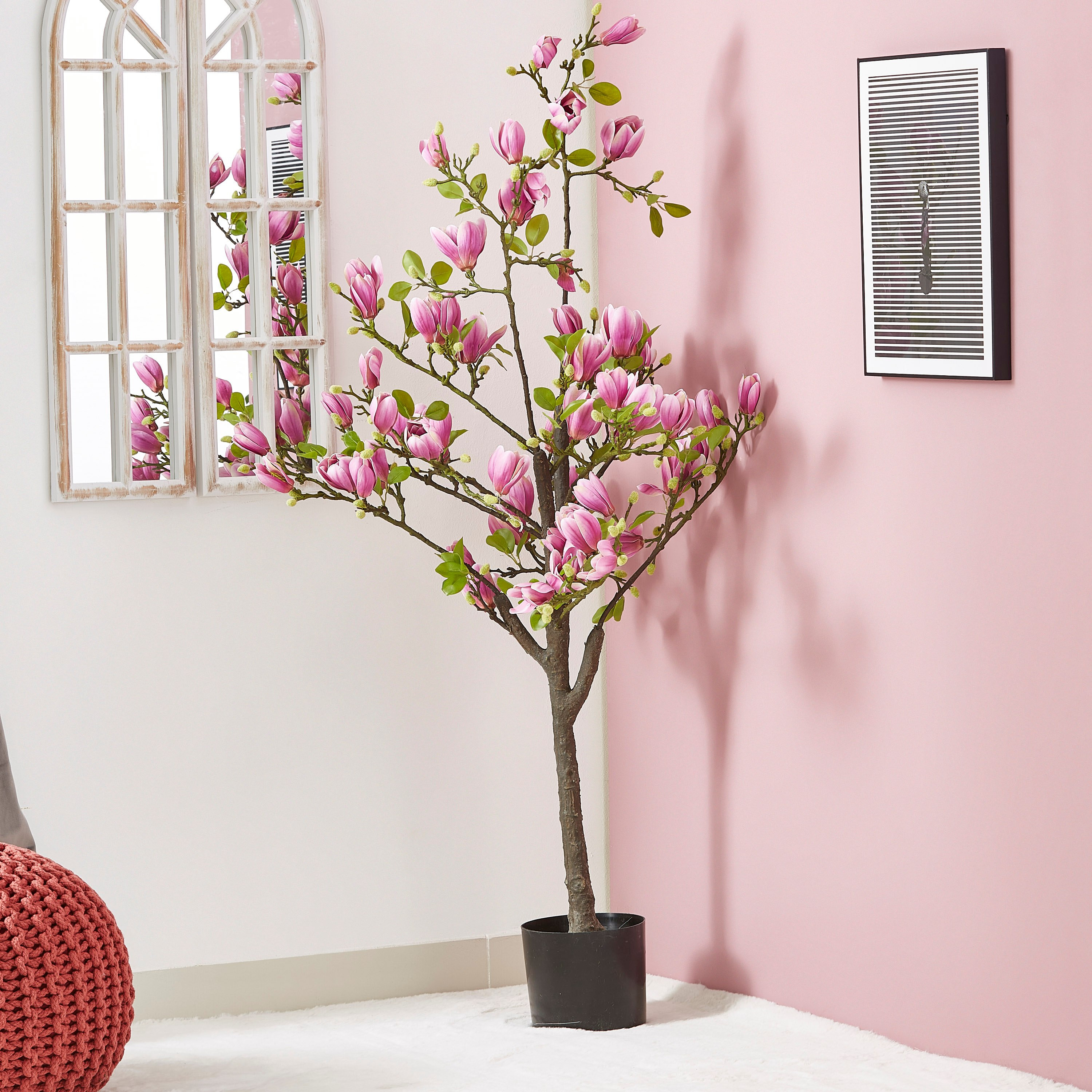 شجرة ماغنوليا اصطناعية من تيودورا - 140 سم-hbxdecorandfurnishings-homeaccessories-artificialflowersandplants-image-1
