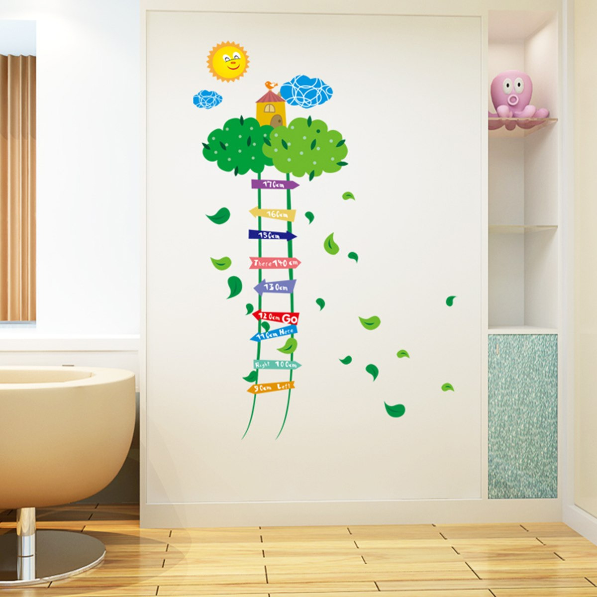 ملصق قياس الطول قابل لإعادة الاستخدام بتصميم منزل الشجرة من ريريتي - 60x90 سم-hbxhomeware-hbxkidsandyouth-image-1