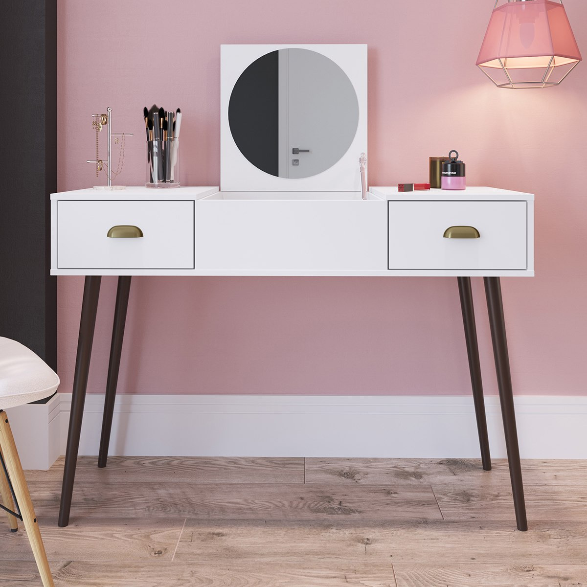 طاولة تزيين بدرجين ومرآة - أكسيس من موڤو-hbxfurniture-bedroom-dressersandmirrors-image-1