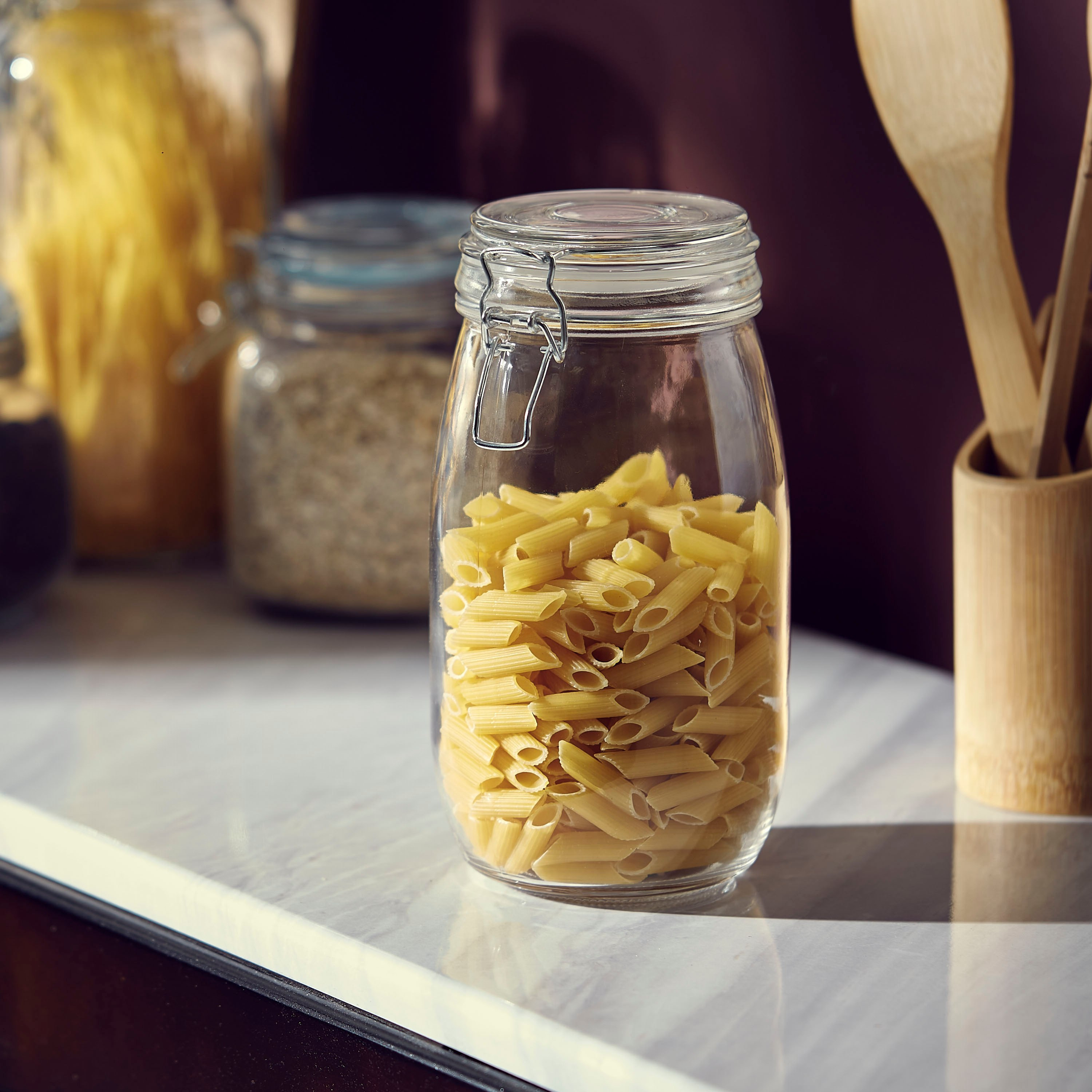 Atlanta Glass Canister with Metal Clip - 1.4 L-hbxhomeware-hbxkitchen-image-1