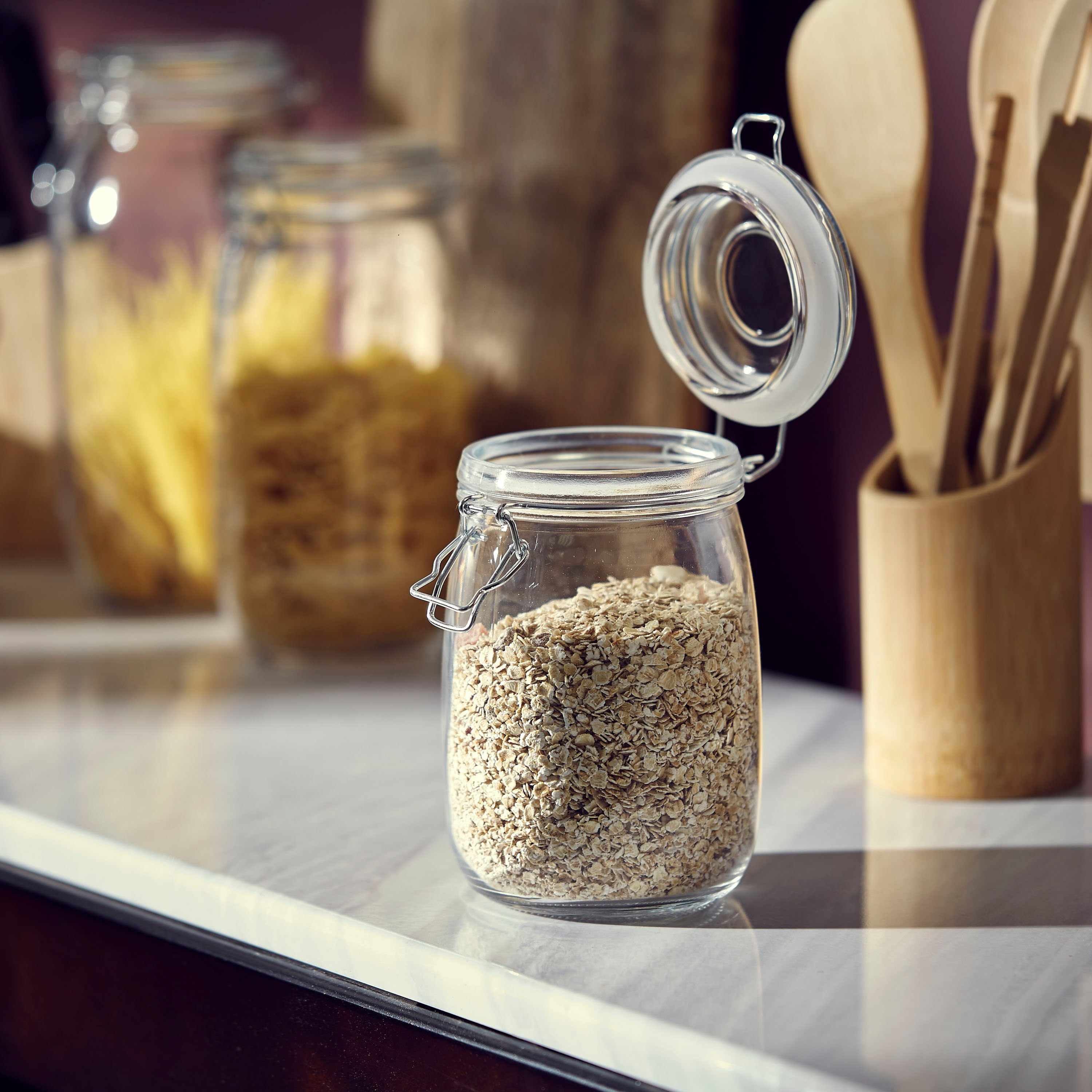 Atlanta Glass Canister with Metal Clip - 900 ml-hbxhomeware-hbxkitchen-image-2