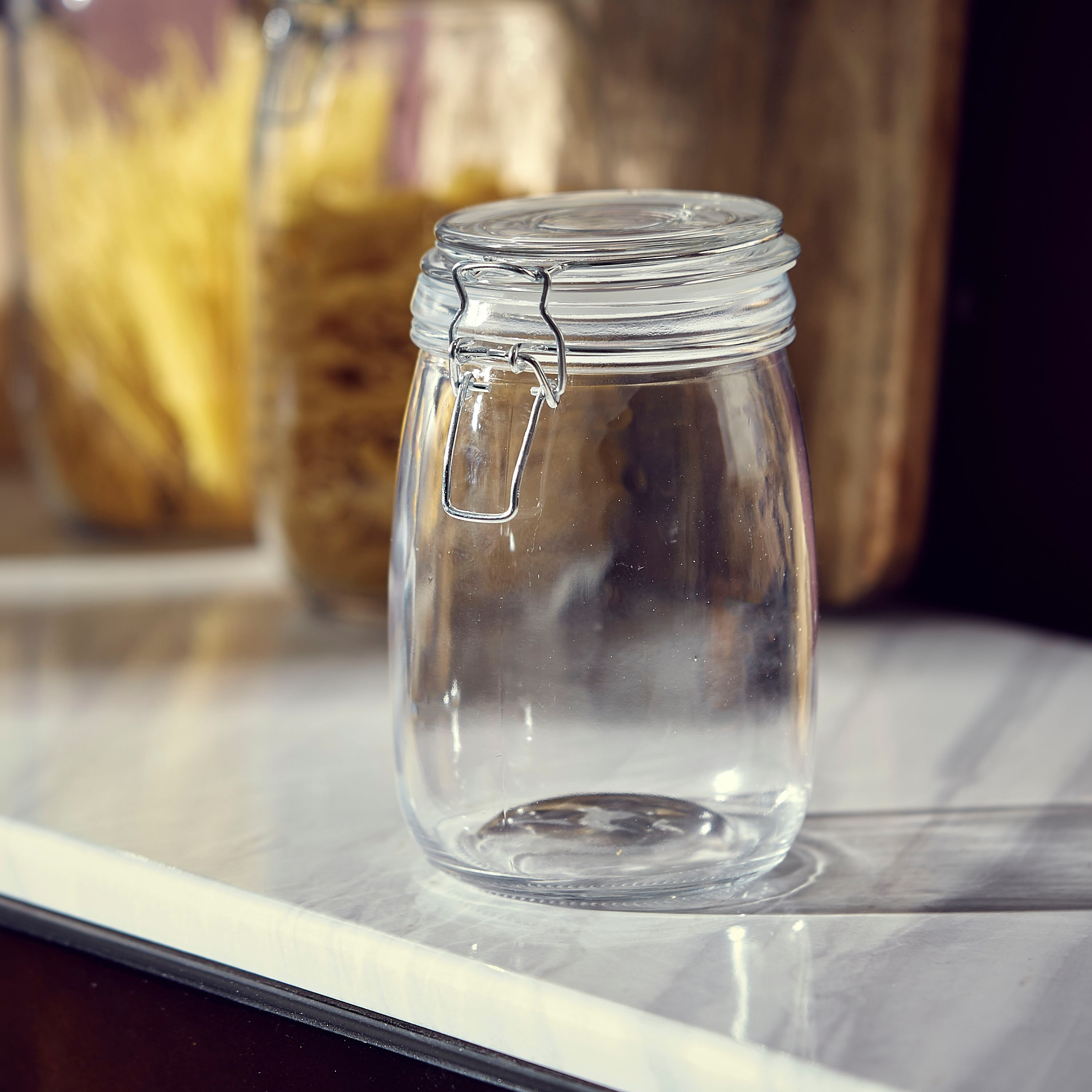 Atlanta Glass Canister with Metal Clip - 900 ml-hbxhomeware-hbxkitchen-image-3