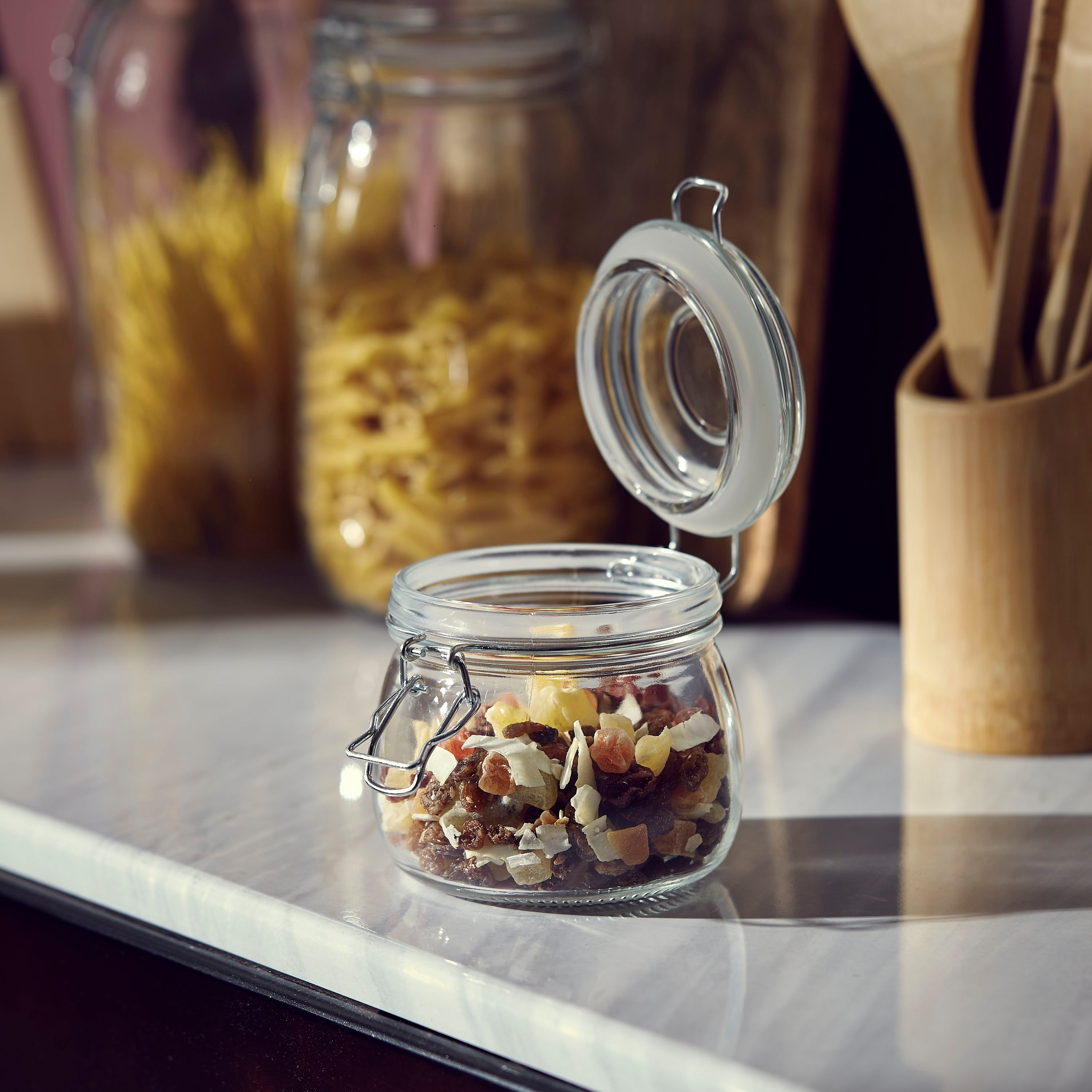 Atlanta Glass Canister with Metal Clip - 450 ml-hbxhomeware-hbxkitchen-image-2