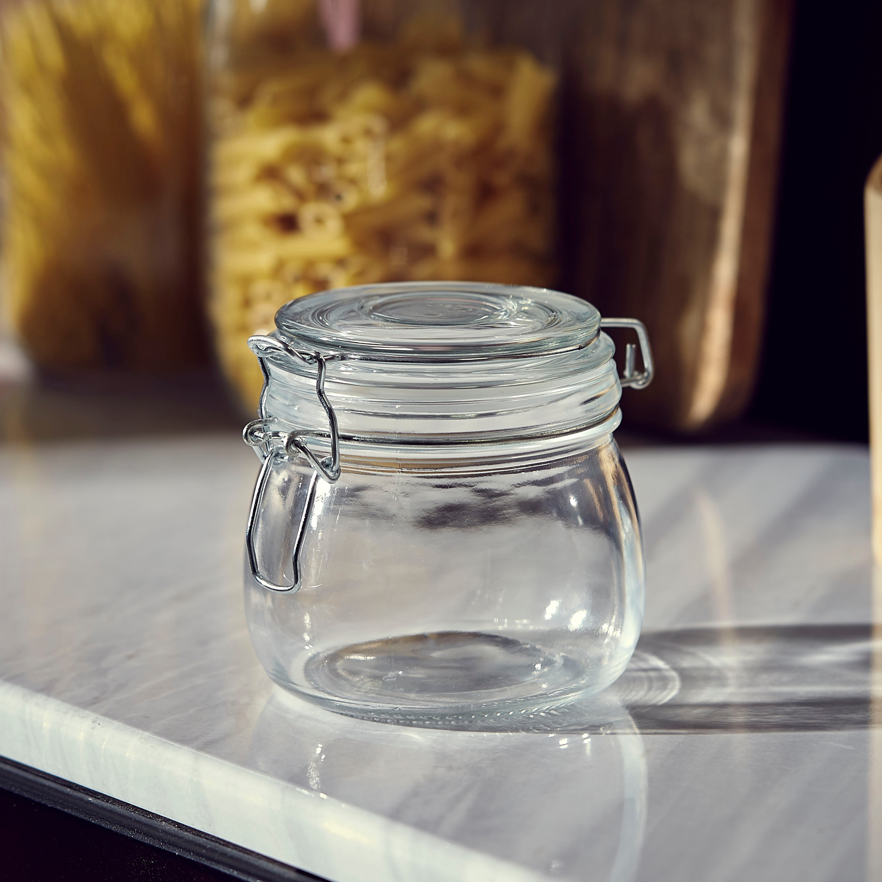 Atlanta Glass Canister with Metal Clip - 450 ml-hbxhomeware-hbxkitchen-image-3