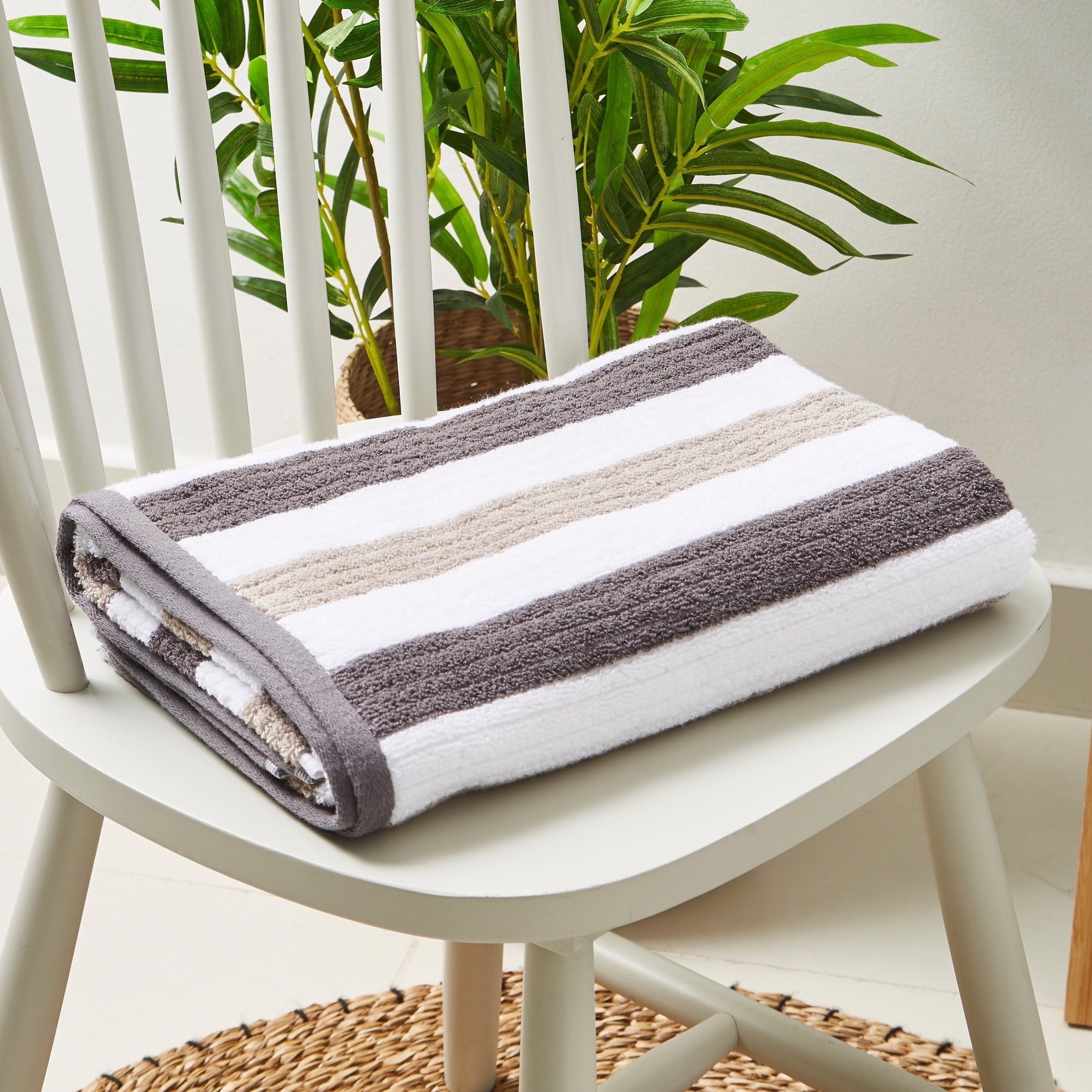 Marlo Ribbed Stripe Cotton Bath Towel - 70x140 cm-hbxbathroom-bathroomtextiles-image-1