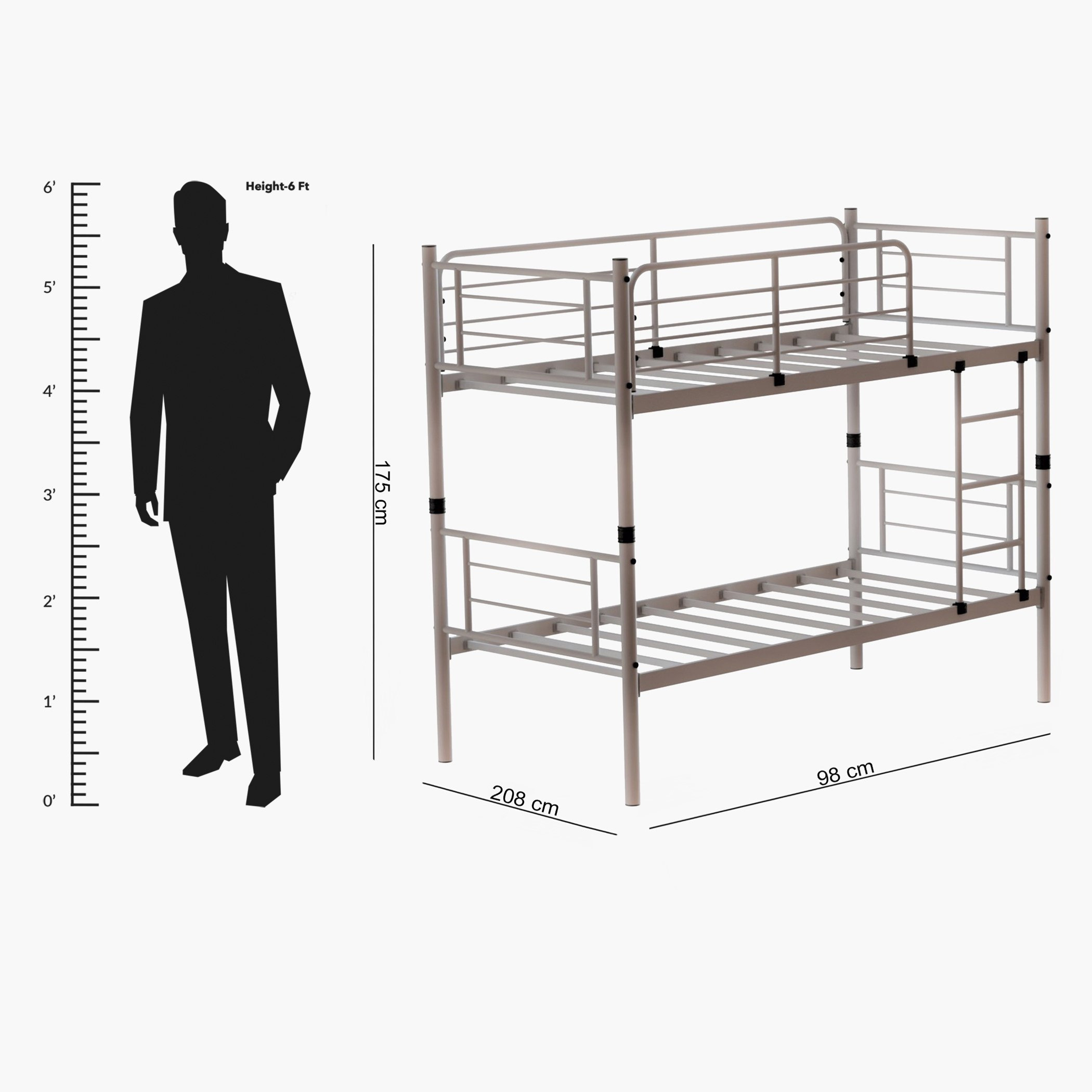 سرير فردي مرتفع بطابقين قابل للتحويل من كومو - 90x200 سم-hbxkidsandyouth-bedsandbedsets-bunkbeds-single-image-10